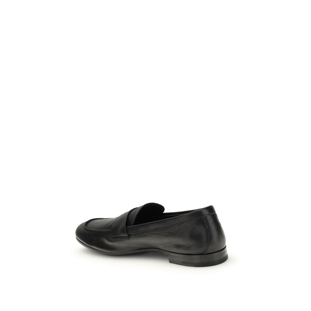 Black Goatskin Slip - On Loafers - TIZZIL