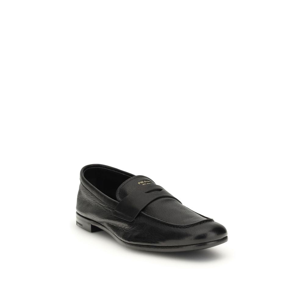 Black Goatskin Slip - On Loafers - TIZZIL