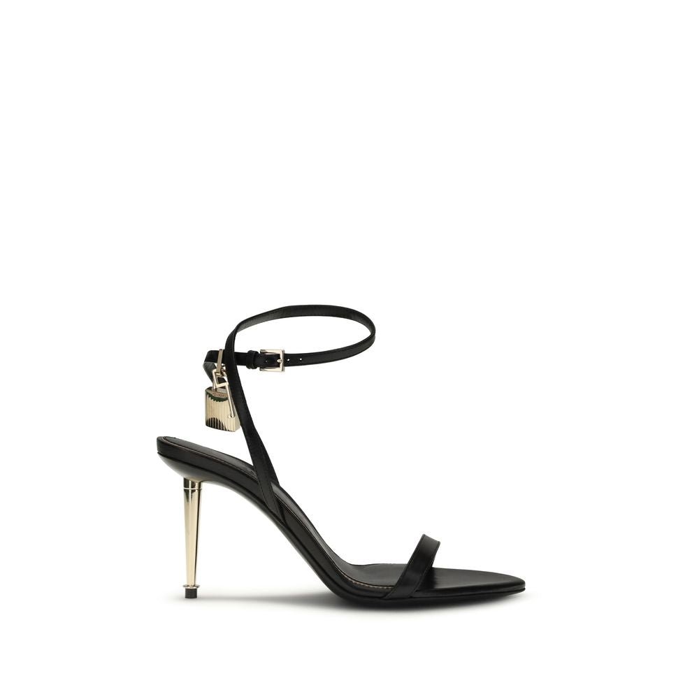 Black Goatskin Stiletto Heel Sandals - TIZZIL