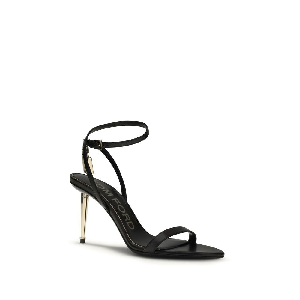 Black Goatskin Stiletto Heel Sandals - TIZZIL
