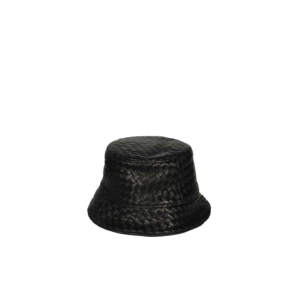 Black Lamb Leather Bucket Hat - TIZZIL