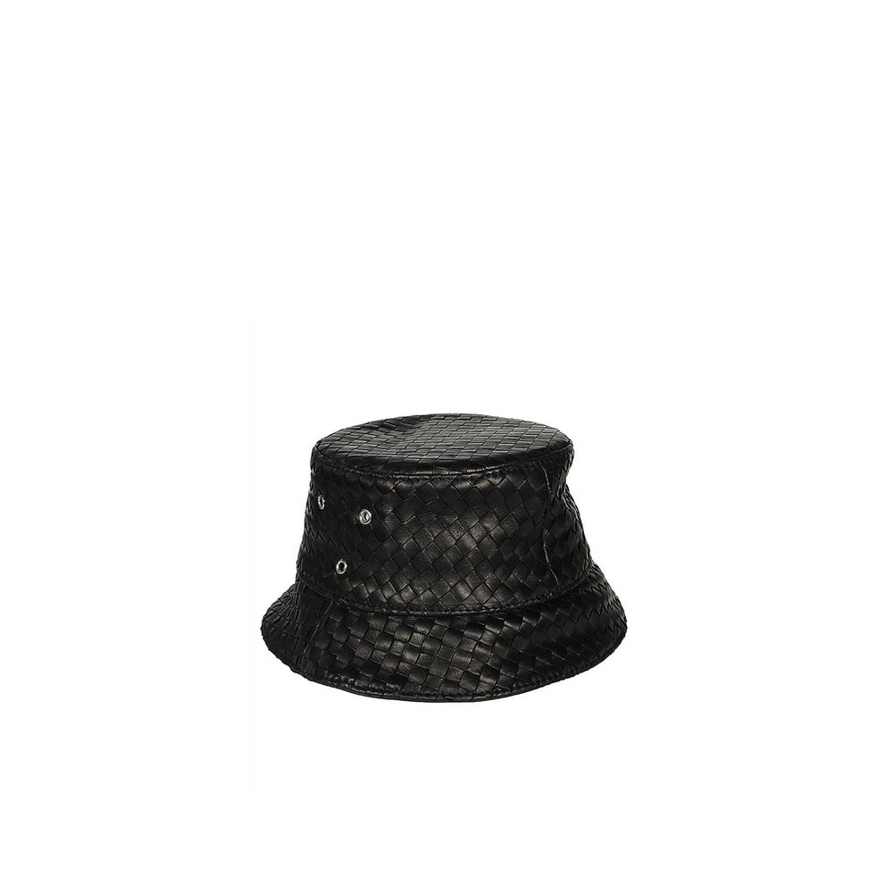 Black Lamb Leather Bucket Hat - TIZZIL