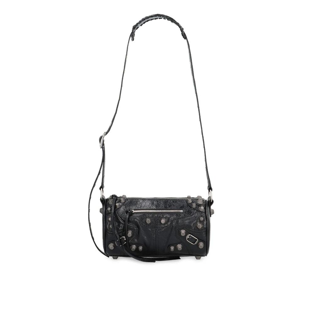 Black Lamb Leather Shoulder Bag - TIZZIL