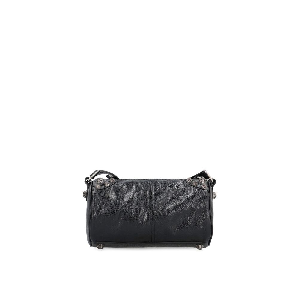 Black Lamb Leather Shoulder Bag - TIZZIL