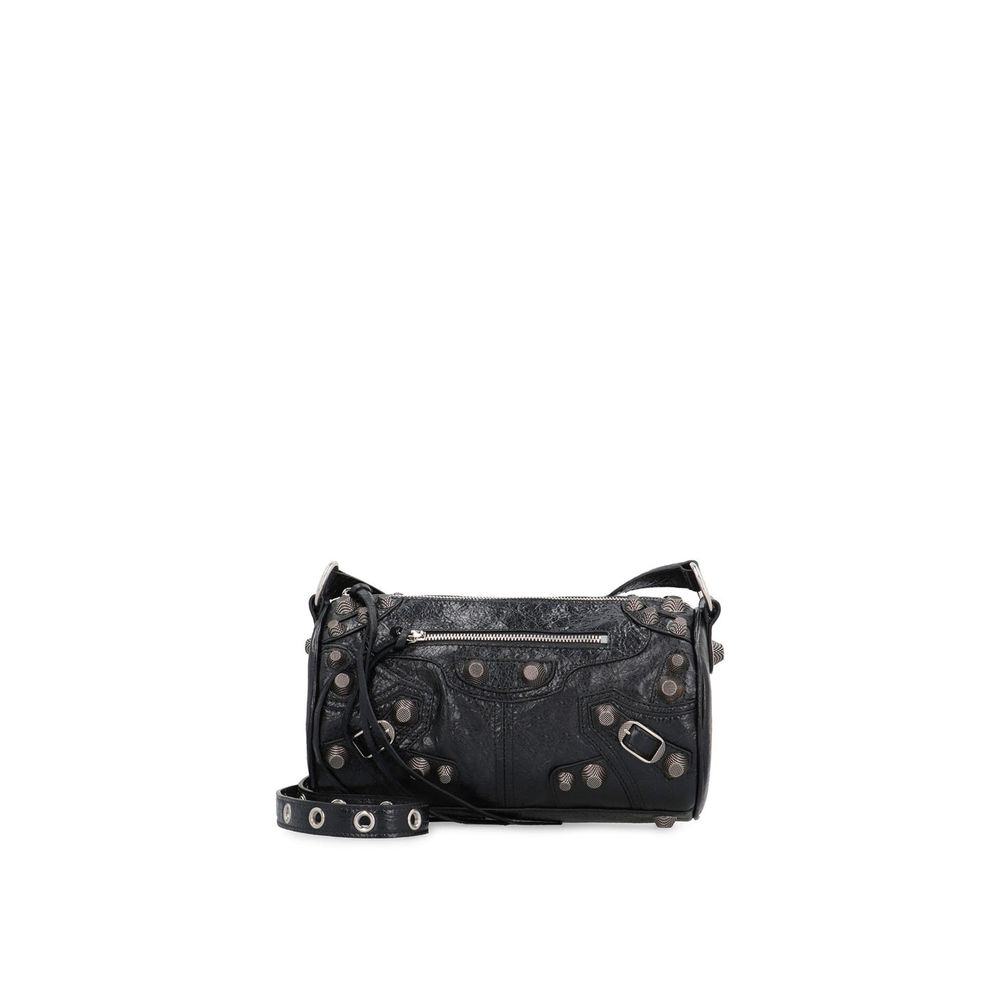 Black Lamb Leather Shoulder Bag - TIZZIL