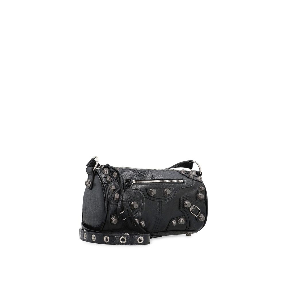 Black Lamb Leather Shoulder Bag - TIZZIL