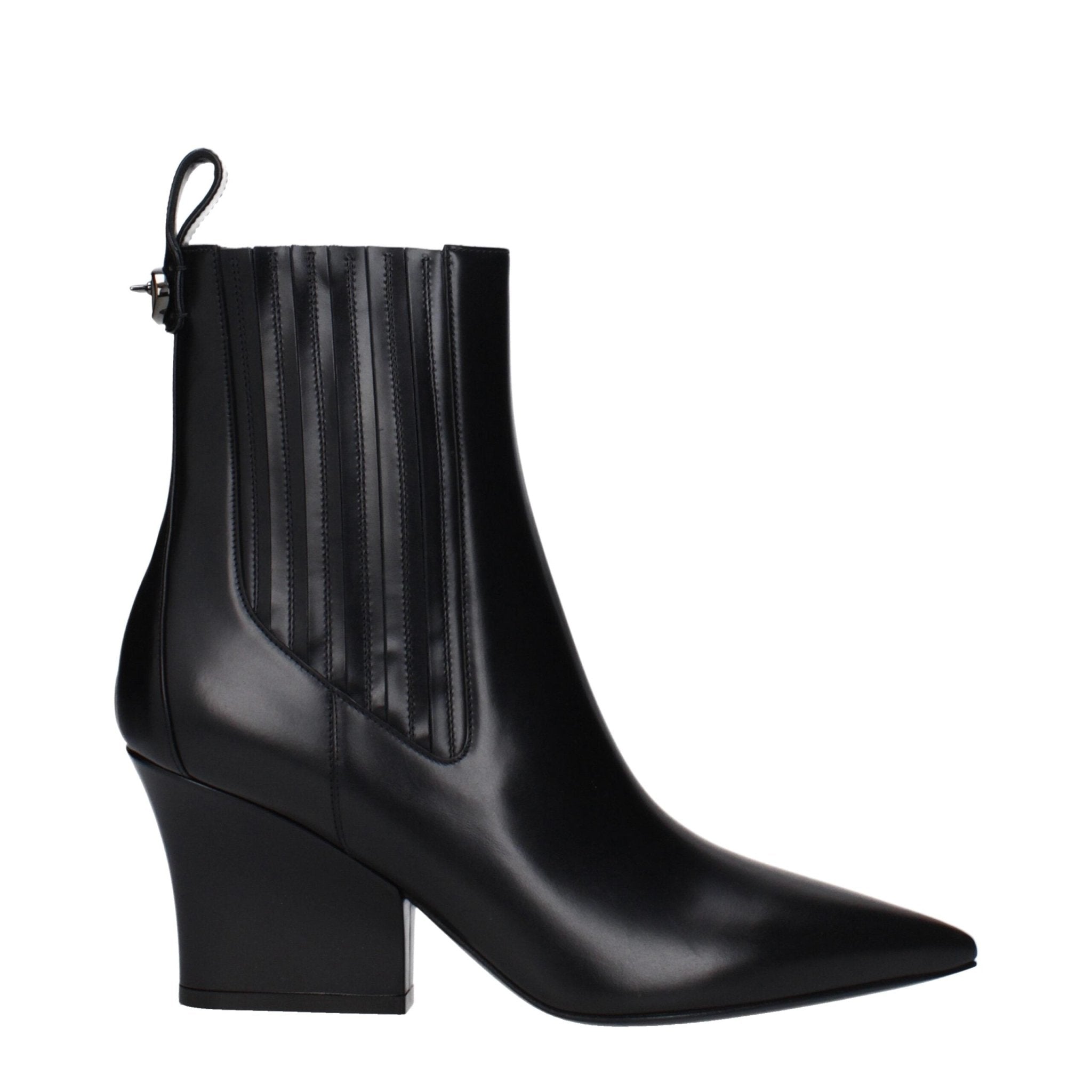 Black Leather Ankle Boots - TIZZIL