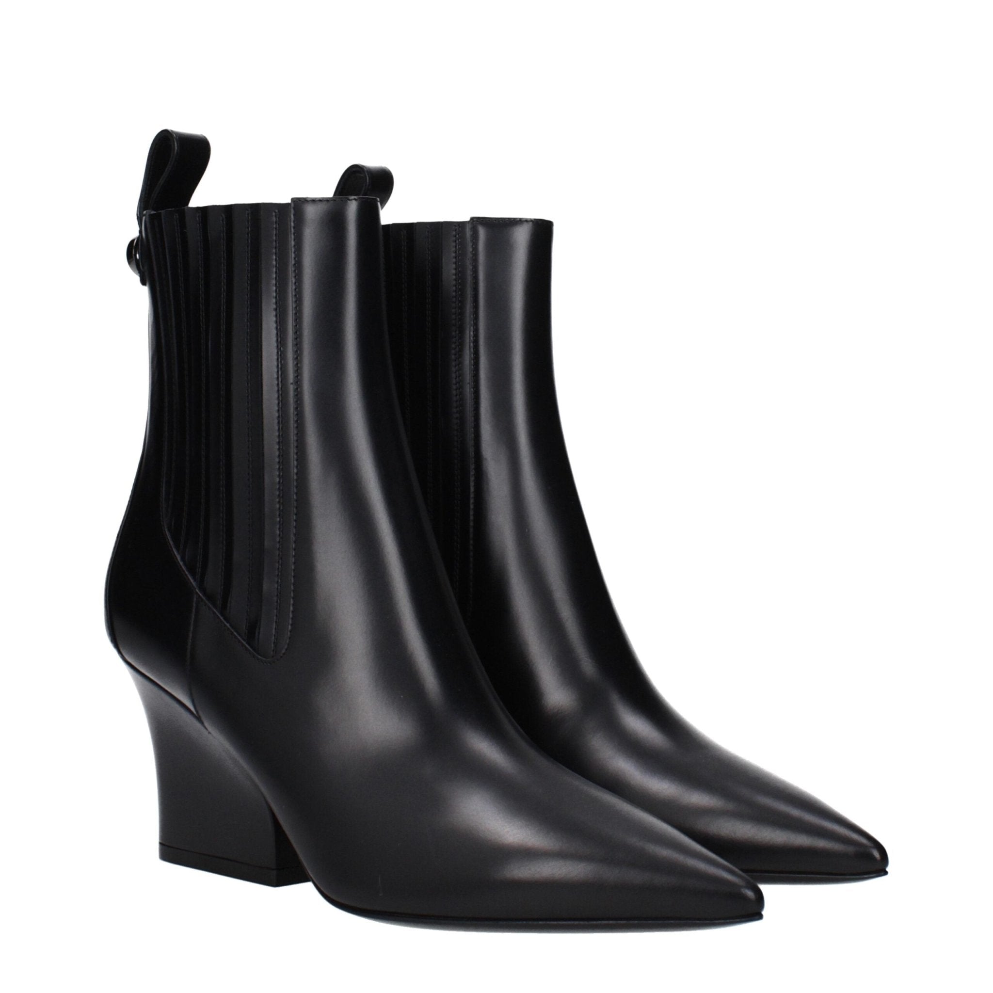 Black Leather Ankle Boots - TIZZIL