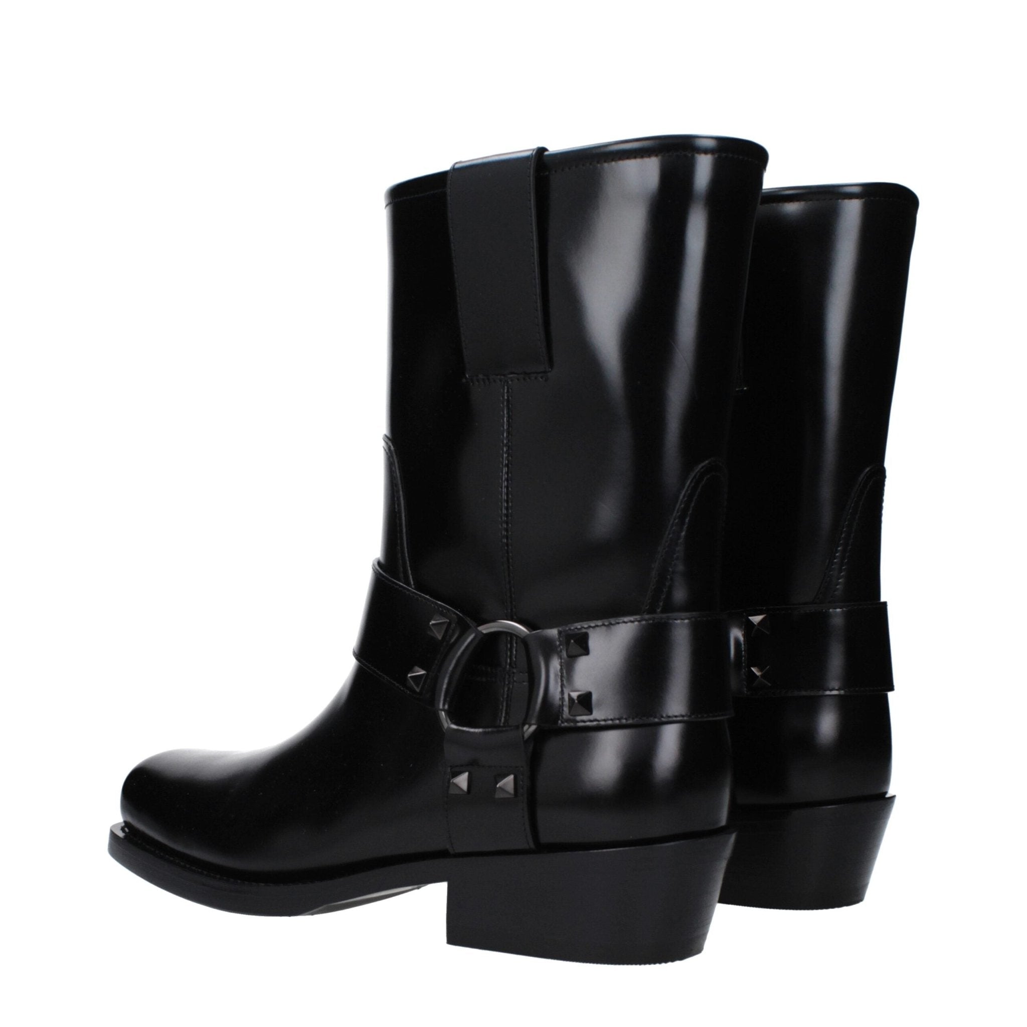 Black Leather Ankle Boots - TIZZIL