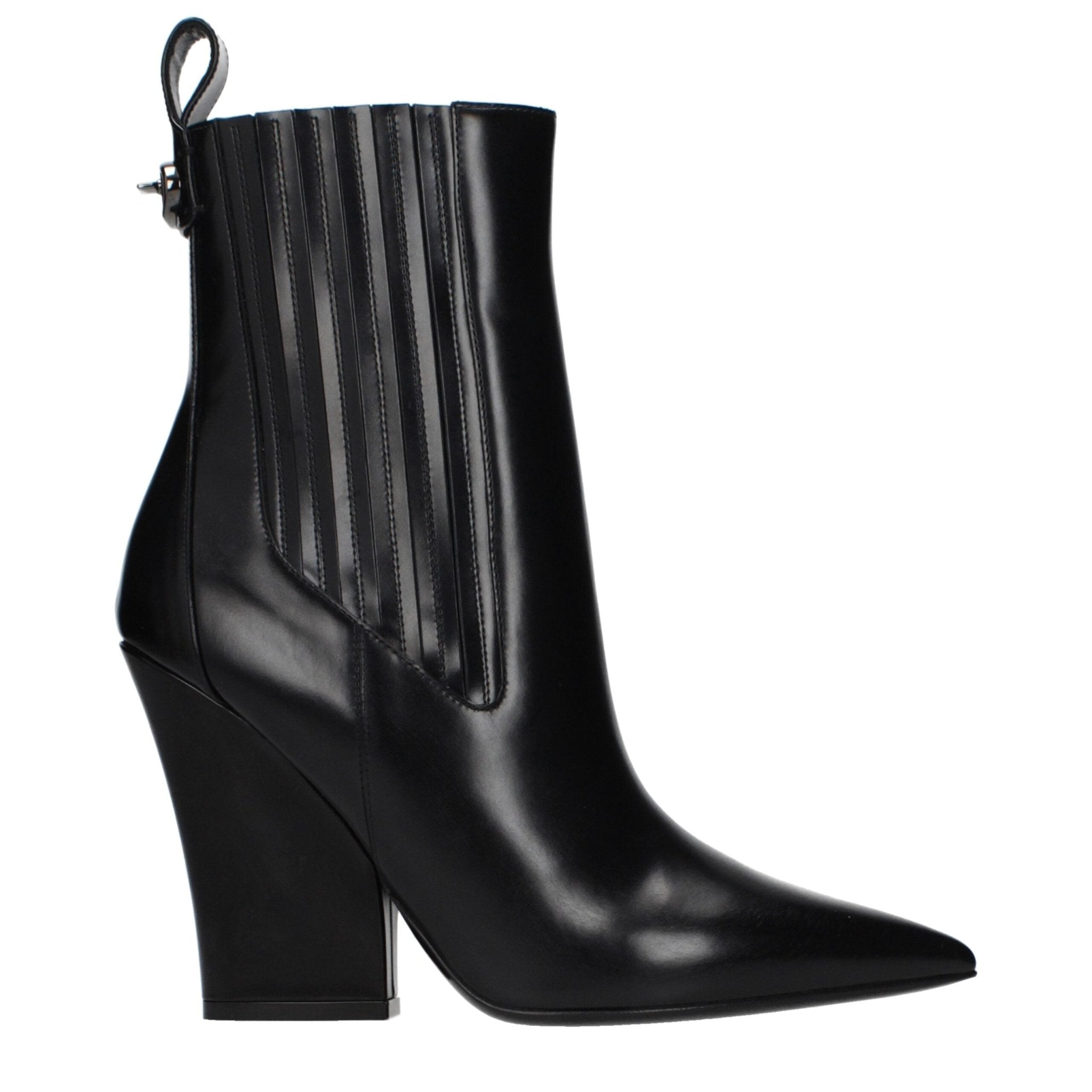 Black Leather Ankle Boots - TIZZIL
