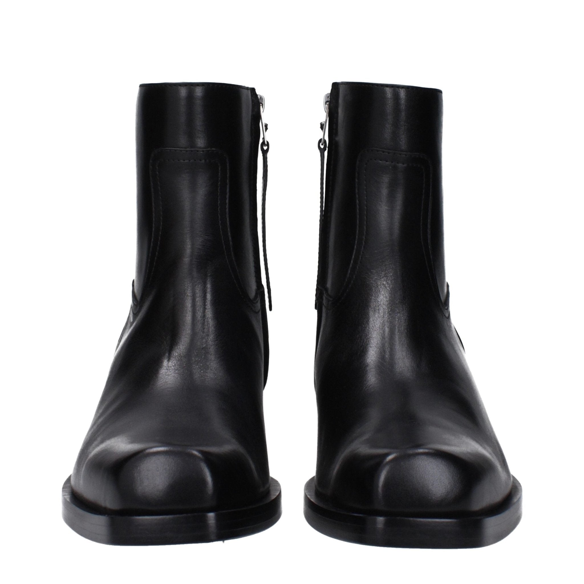 Black Leather Ankle Boots - TIZZIL
