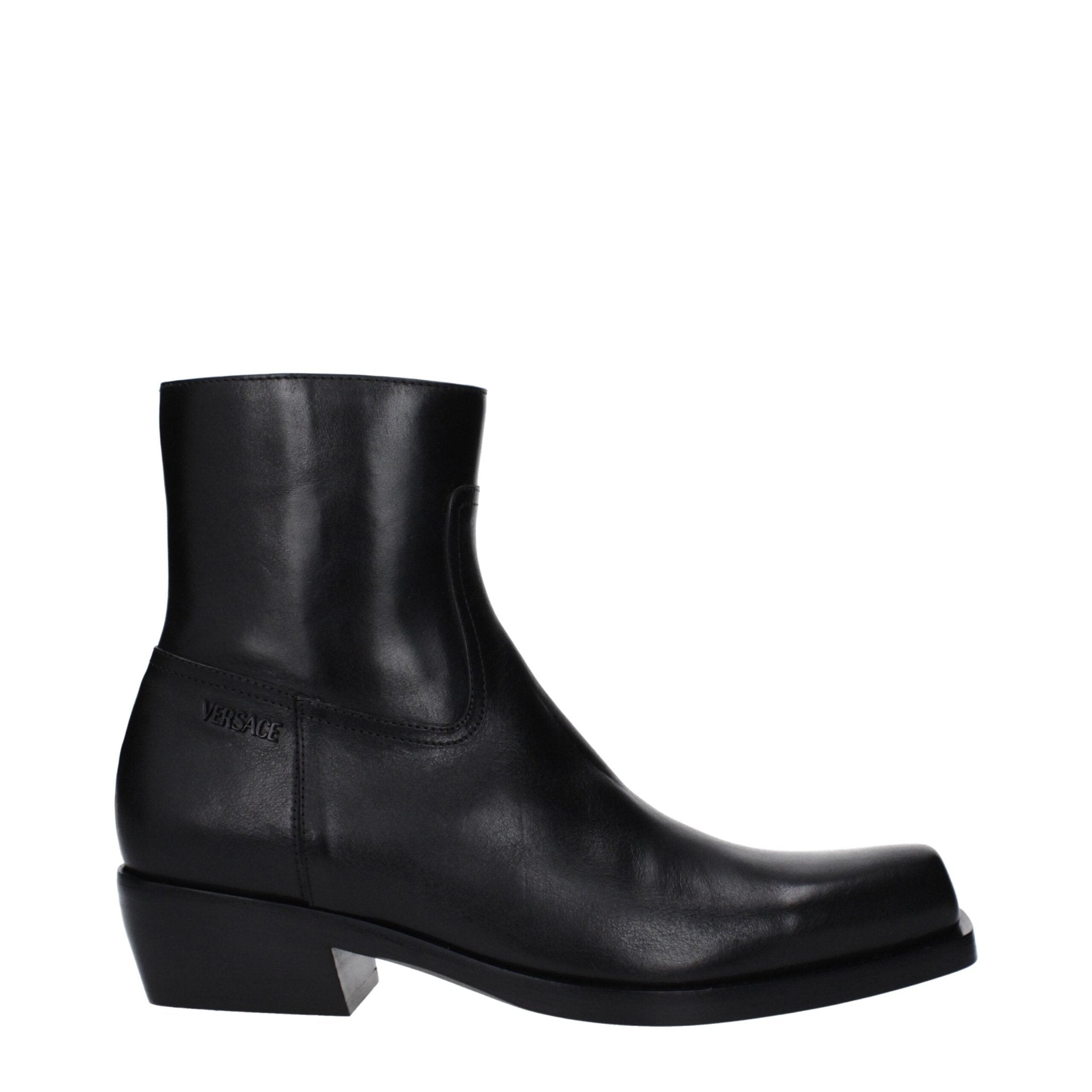 Black Leather Ankle Boots - TIZZIL