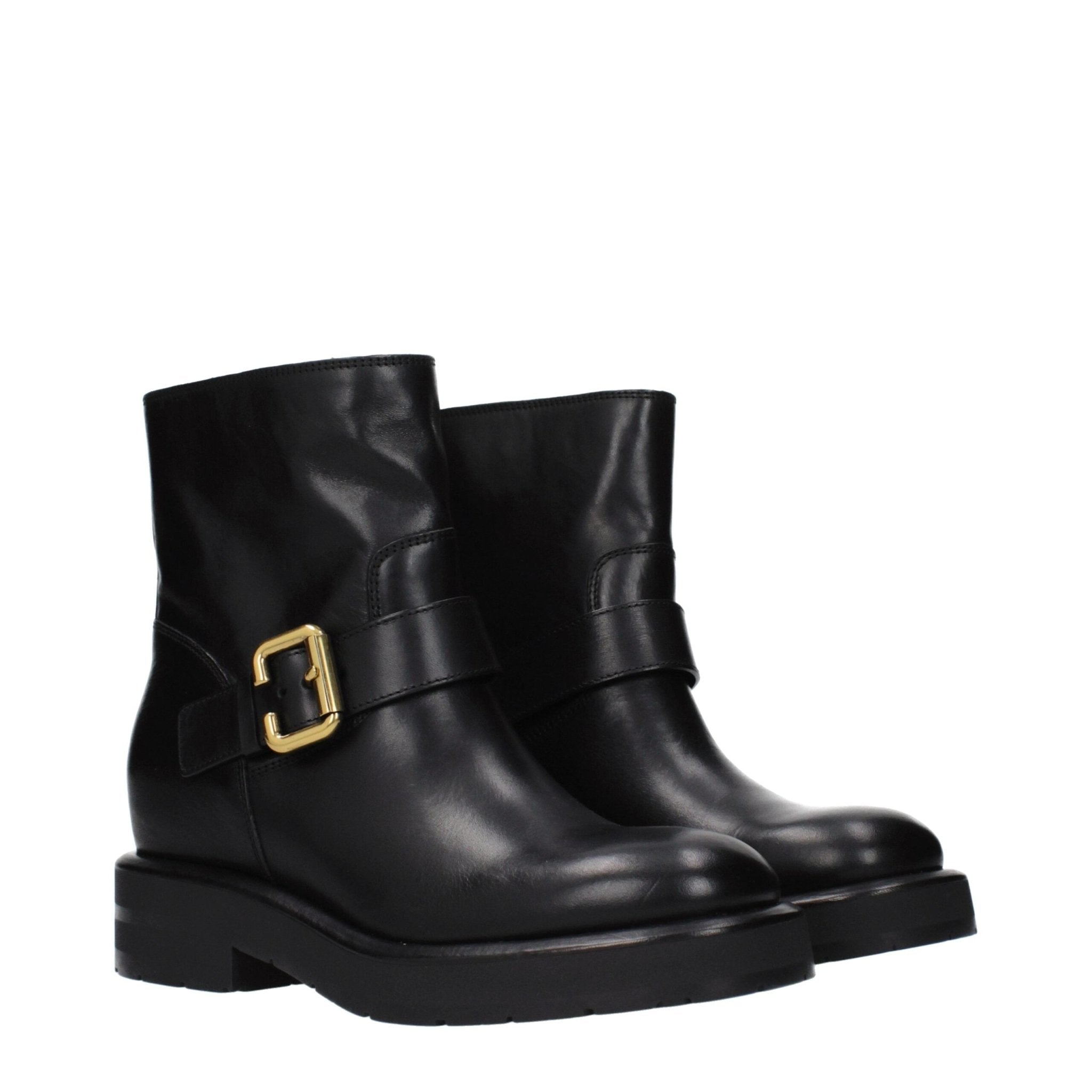 Black Leather Ankle Boots - TIZZIL
