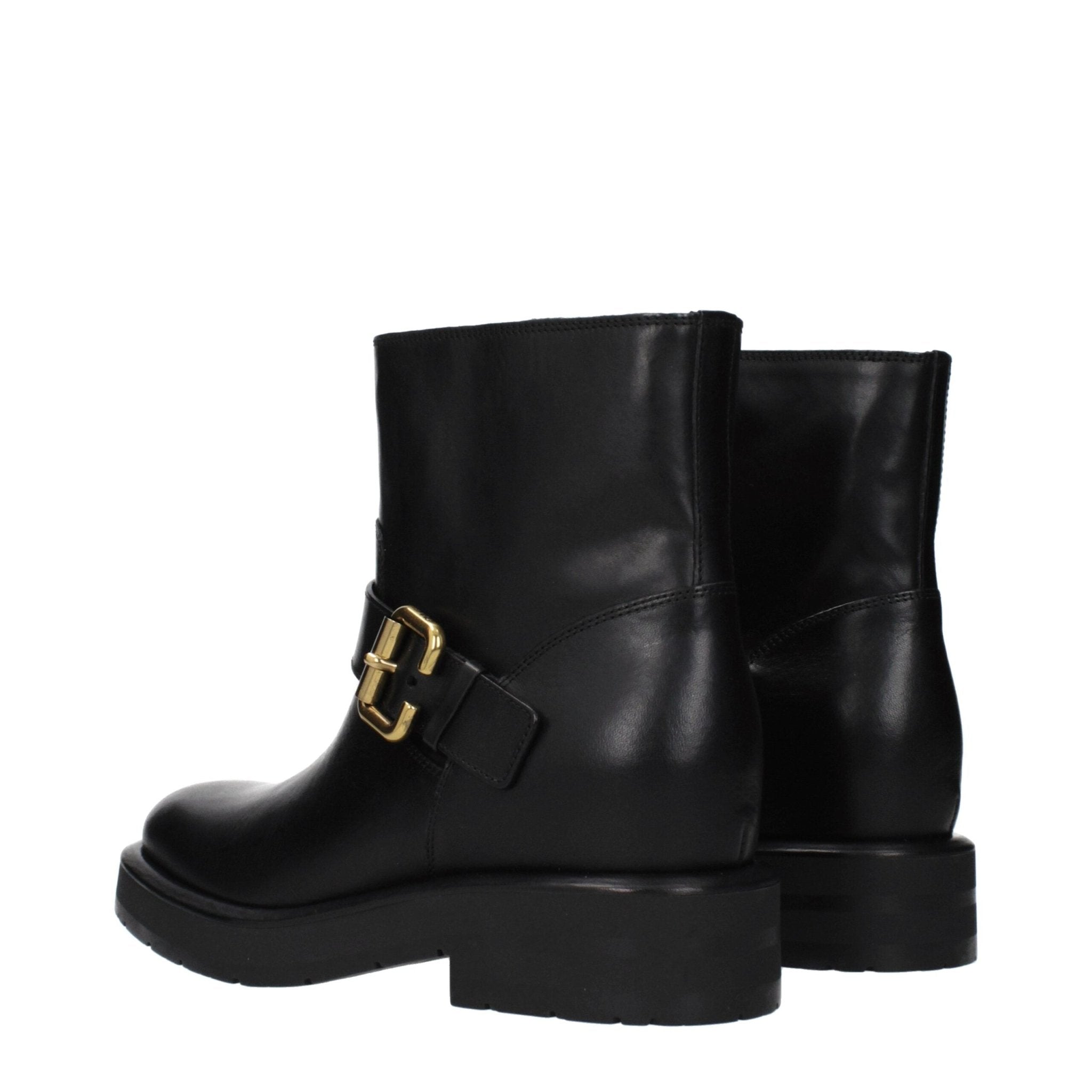 Black Leather Ankle Boots - TIZZIL