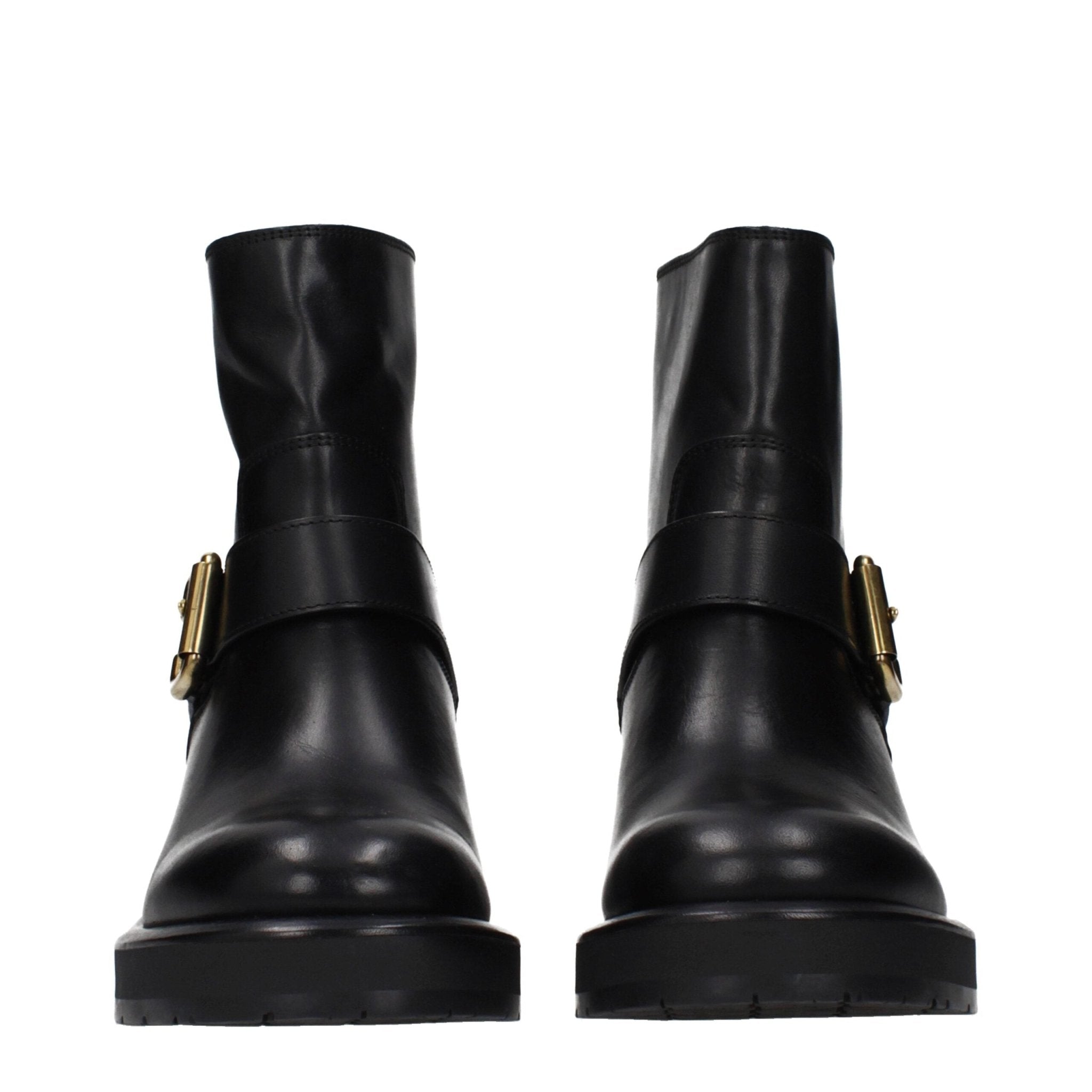 Black Leather Ankle Boots - TIZZIL