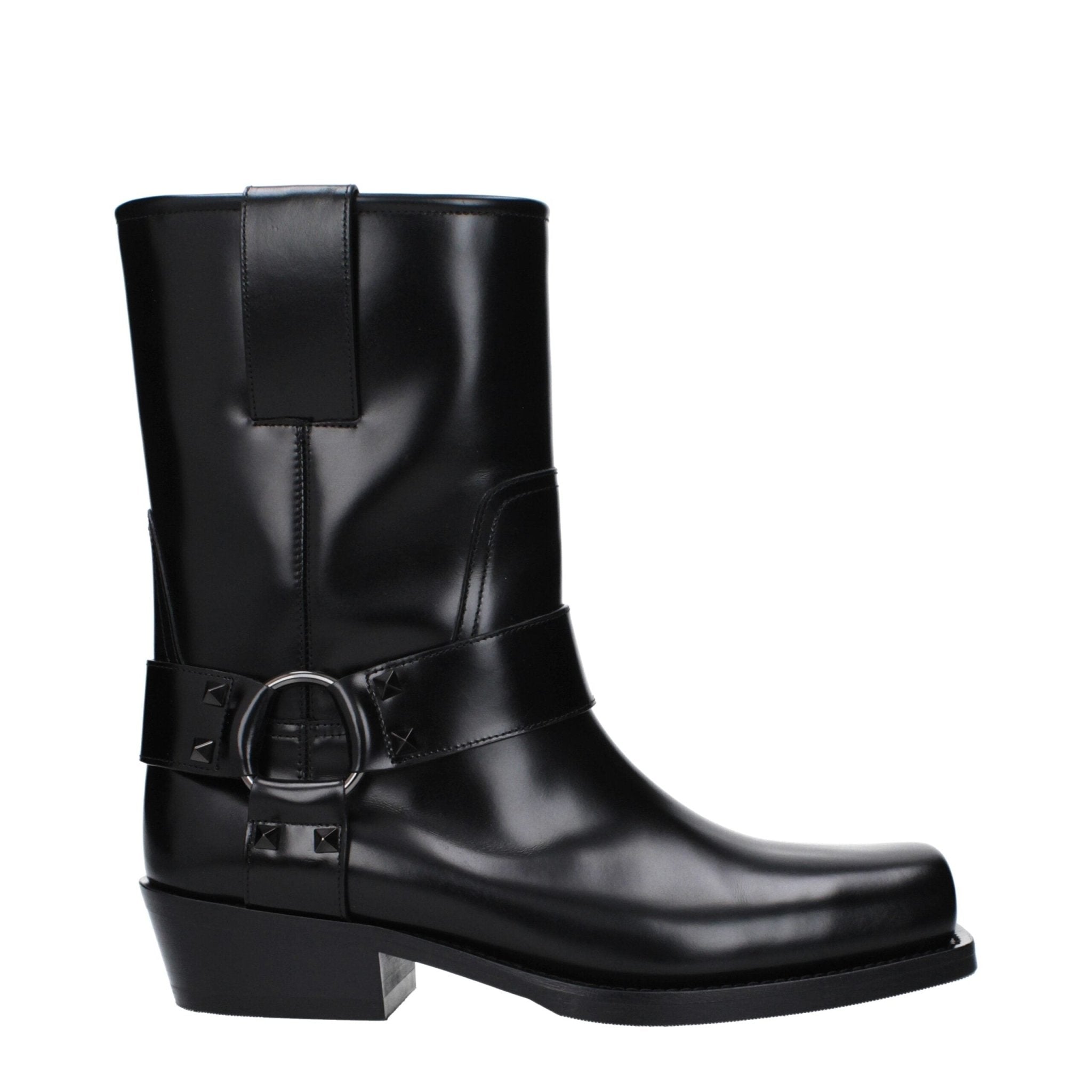 Black Leather Ankle Boots - TIZZIL