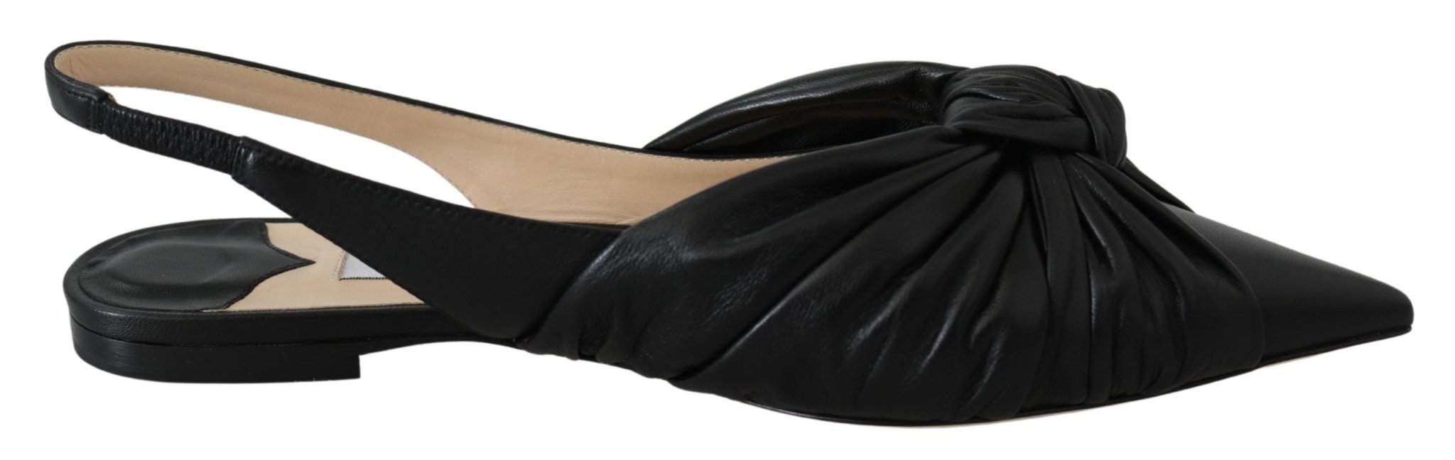 Black Leather Annabell Flat Shoes - TIZZIL