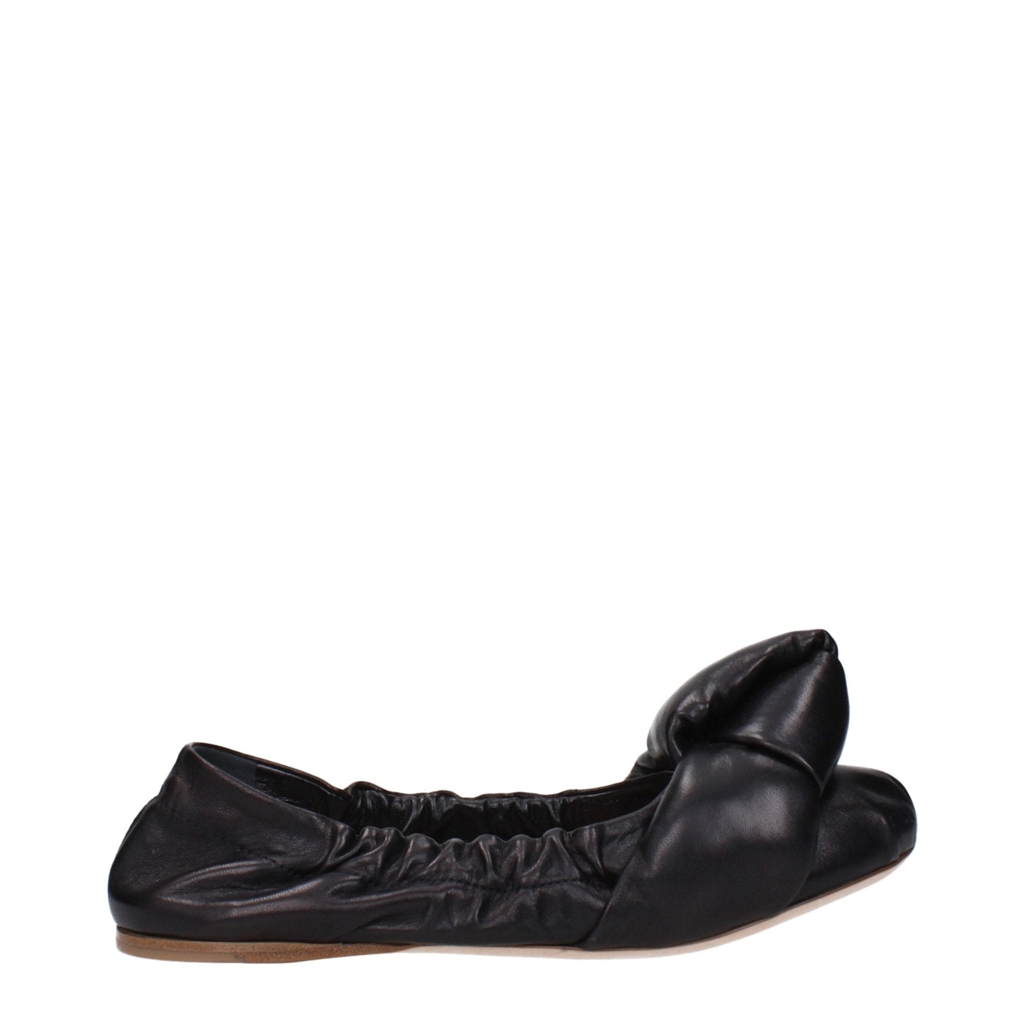 Black Leather Ballet Flats - TIZZIL