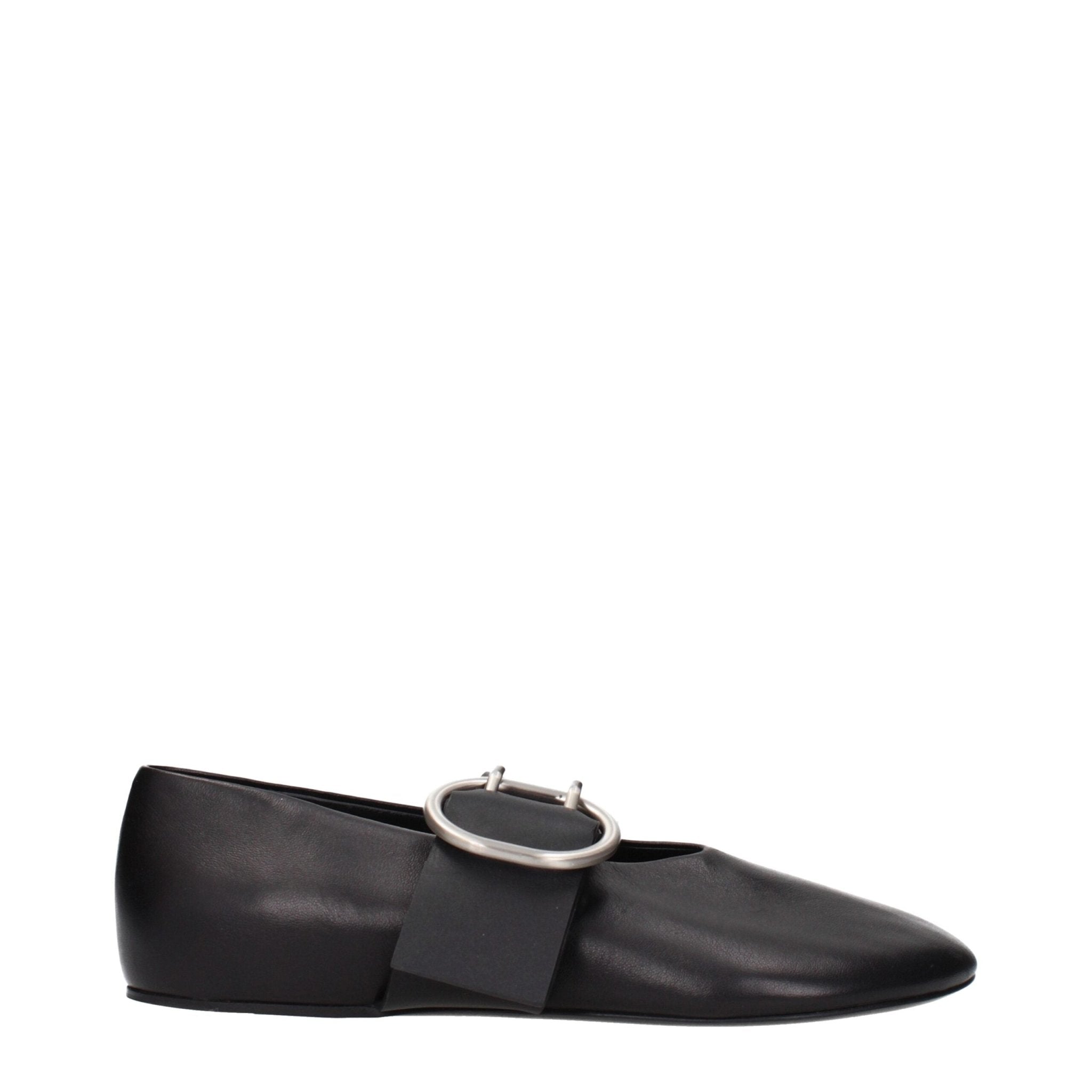 Black Leather Ballet Flats - TIZZIL