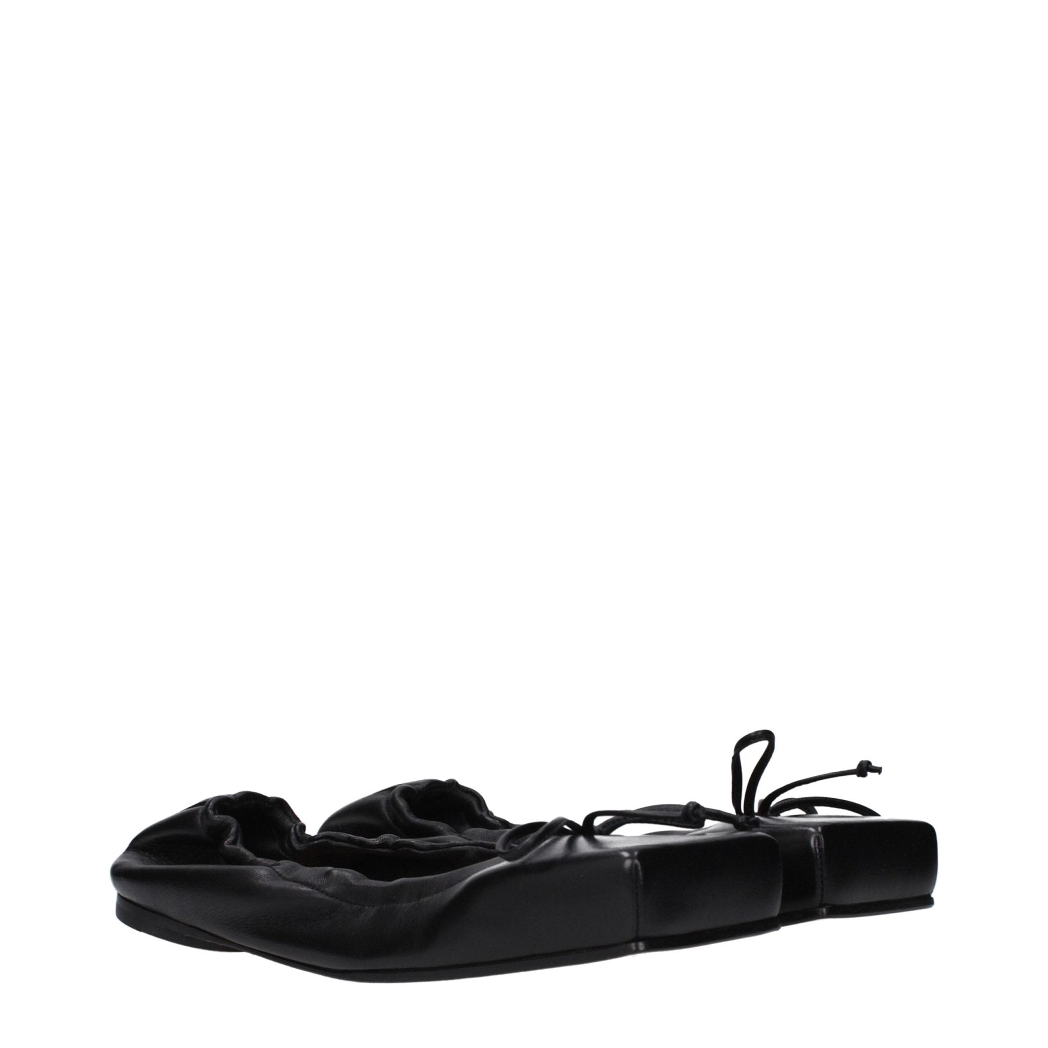 Black Leather Ballet Flats - TIZZIL