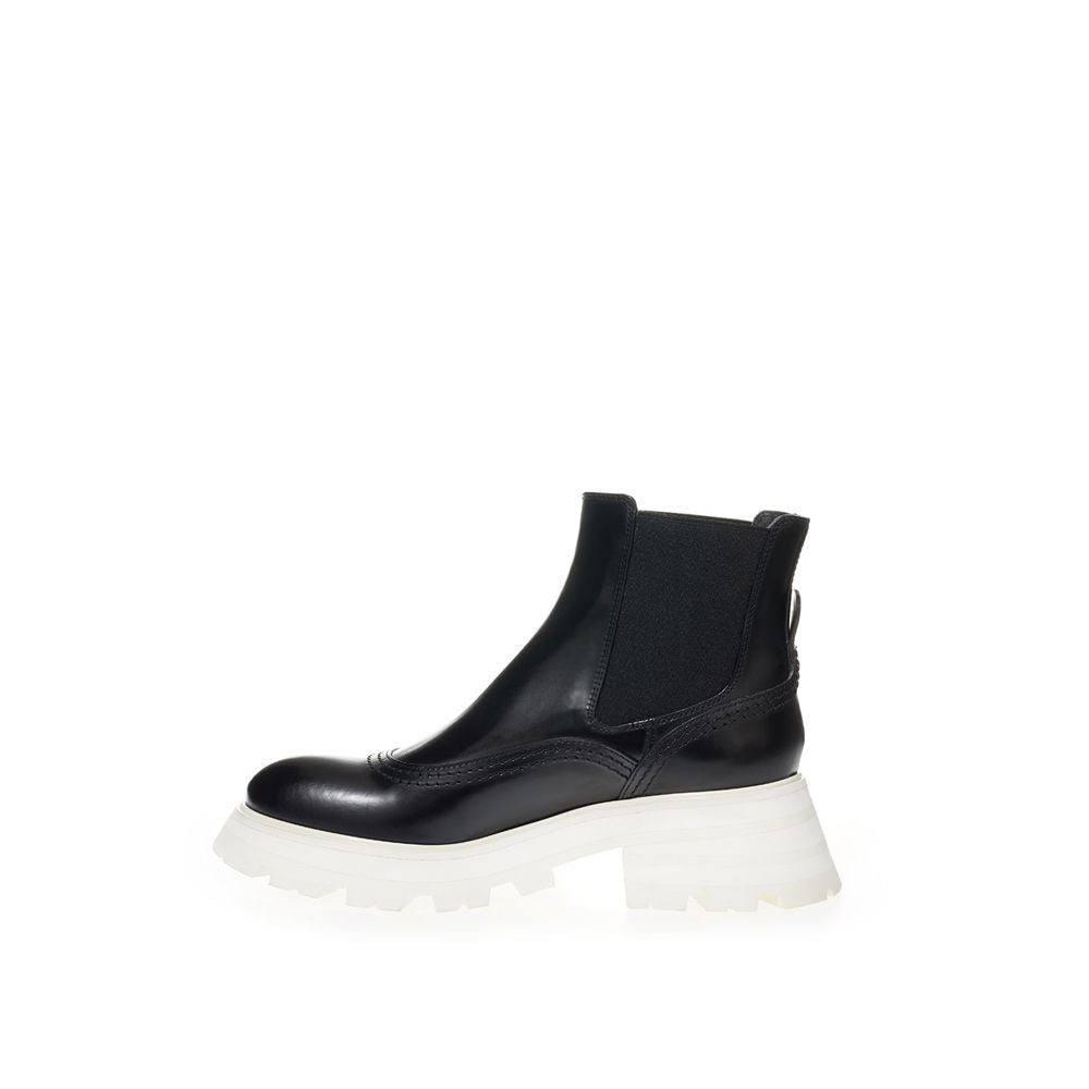 Black Leather Chelsea Boots - TIZZIL