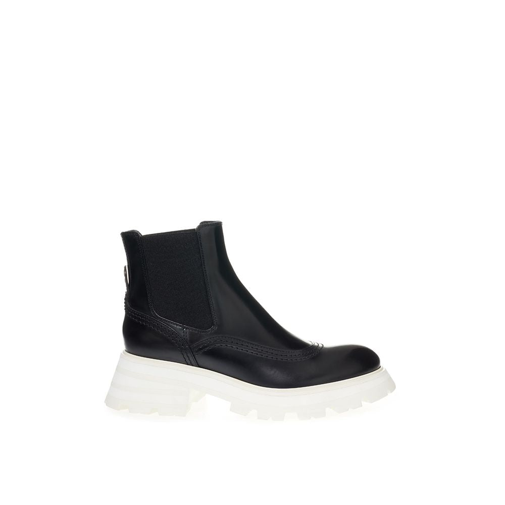 Black Leather Chelsea Boots - TIZZIL