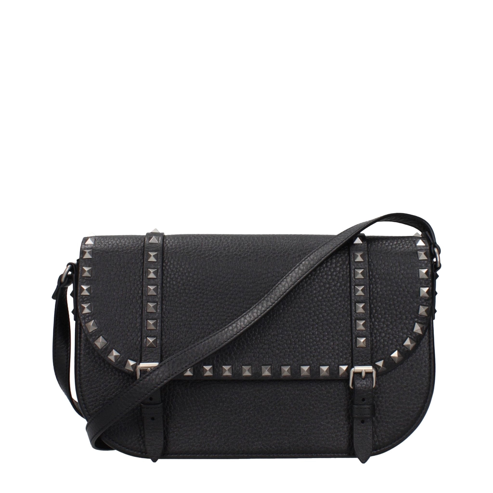 Black Leather Crossbody Bag - TIZZIL