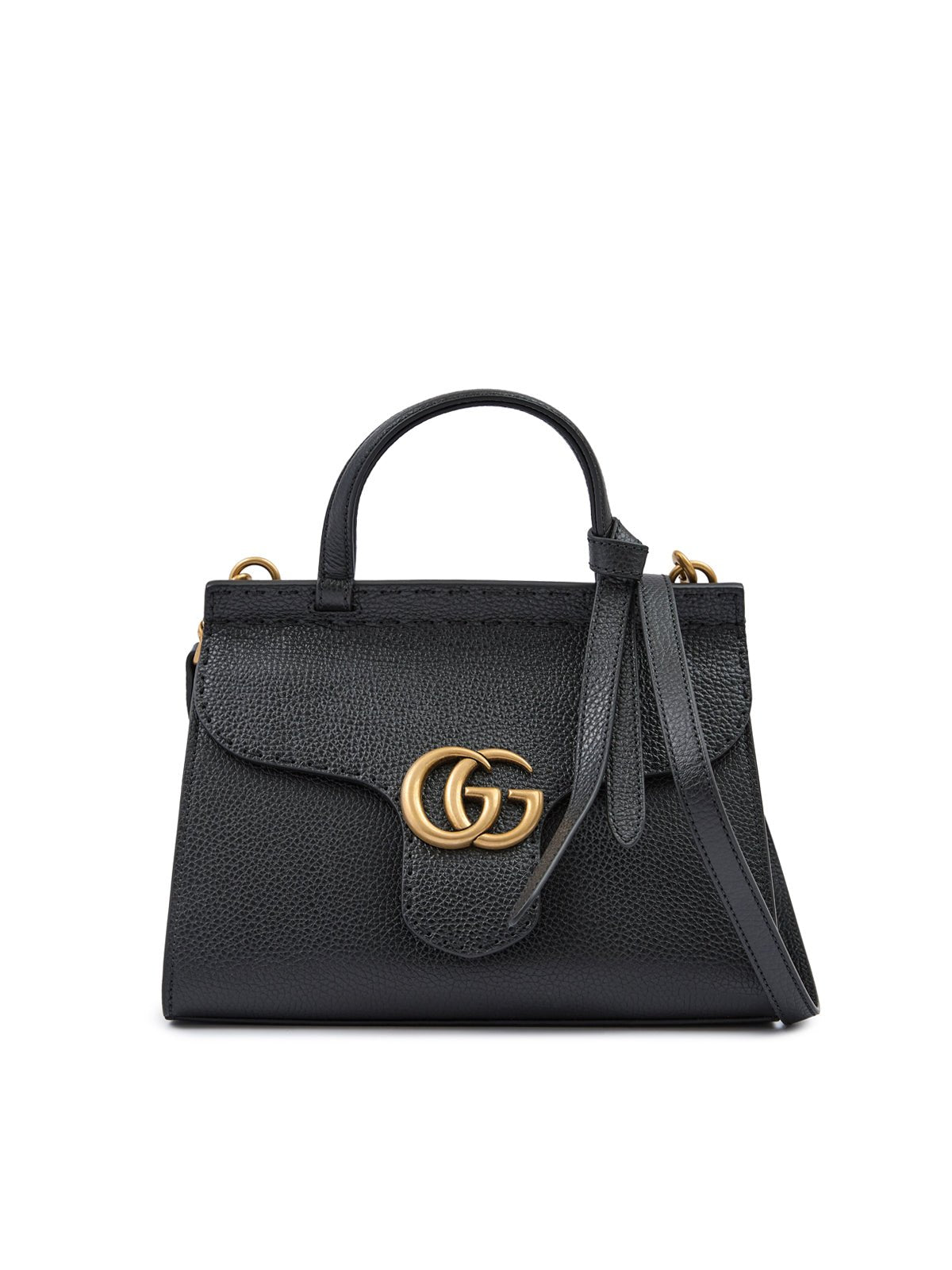 Black Leather GG Marmont Handbag - TIZZIL