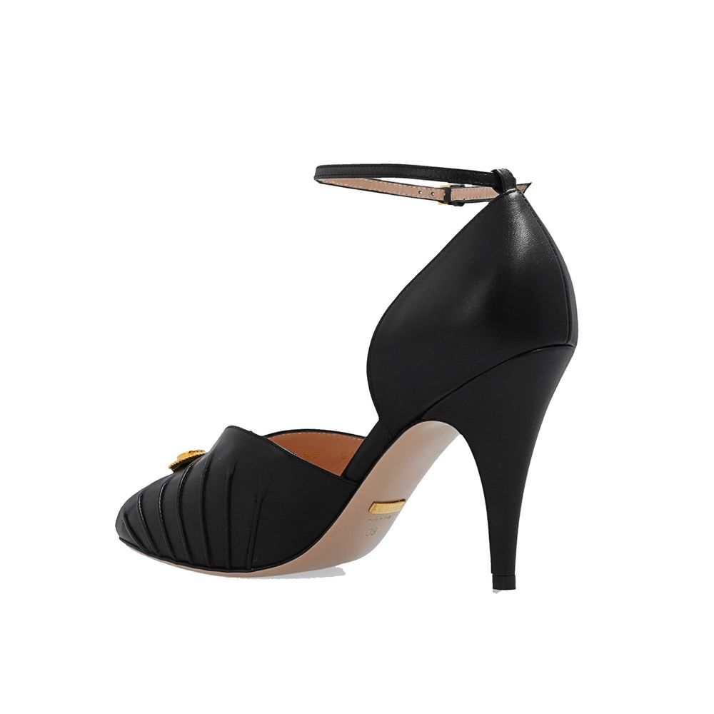Black Leather High Heel Pumps - TIZZIL