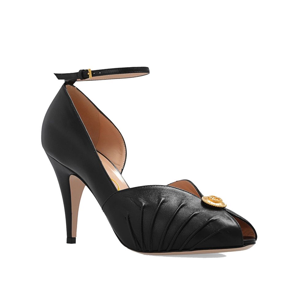 Black Leather High Heel Pumps - TIZZIL