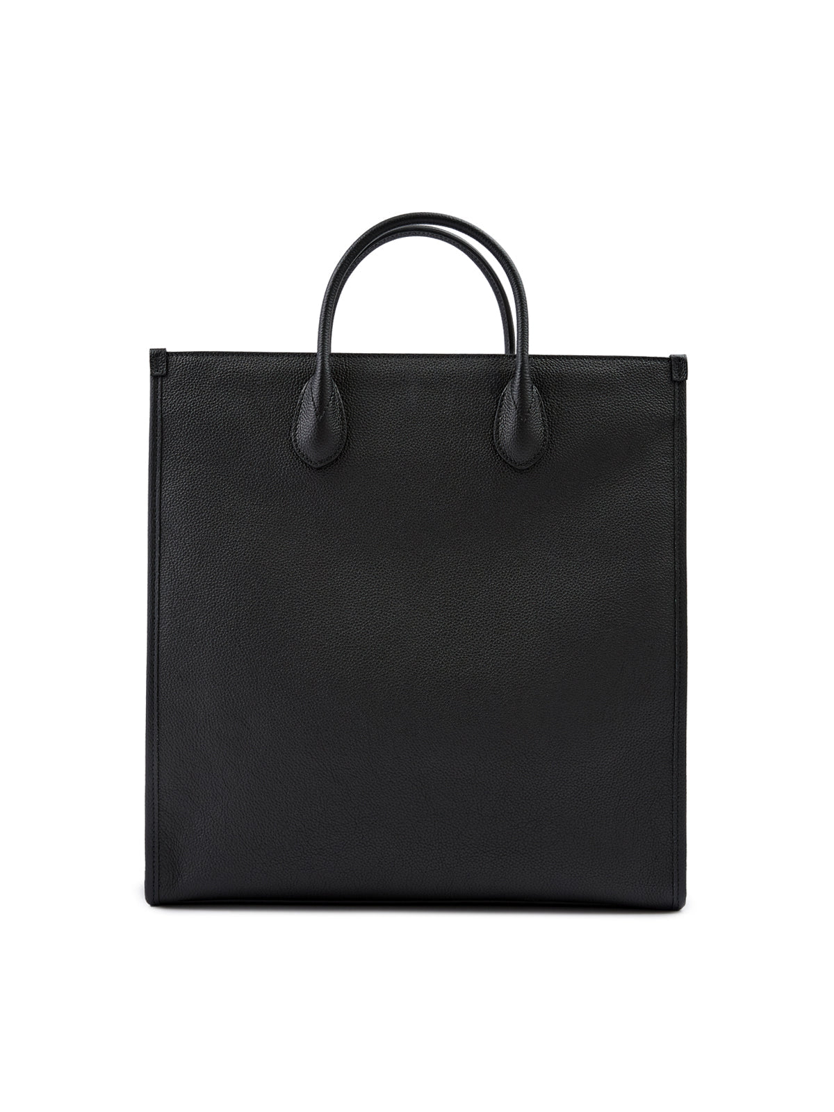 Black Leather Logo Medium Tote Bag - TIZZIL
