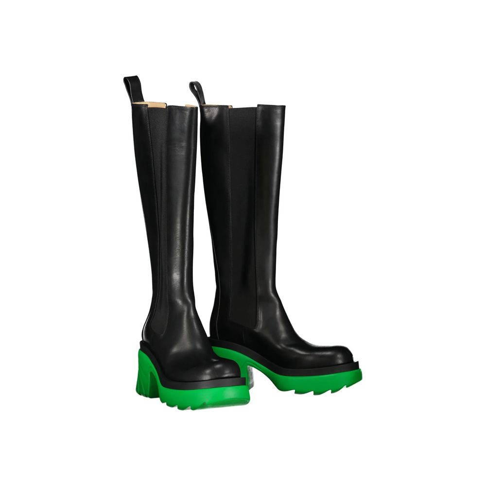 Black Leather Over The Knee - TIZZIL