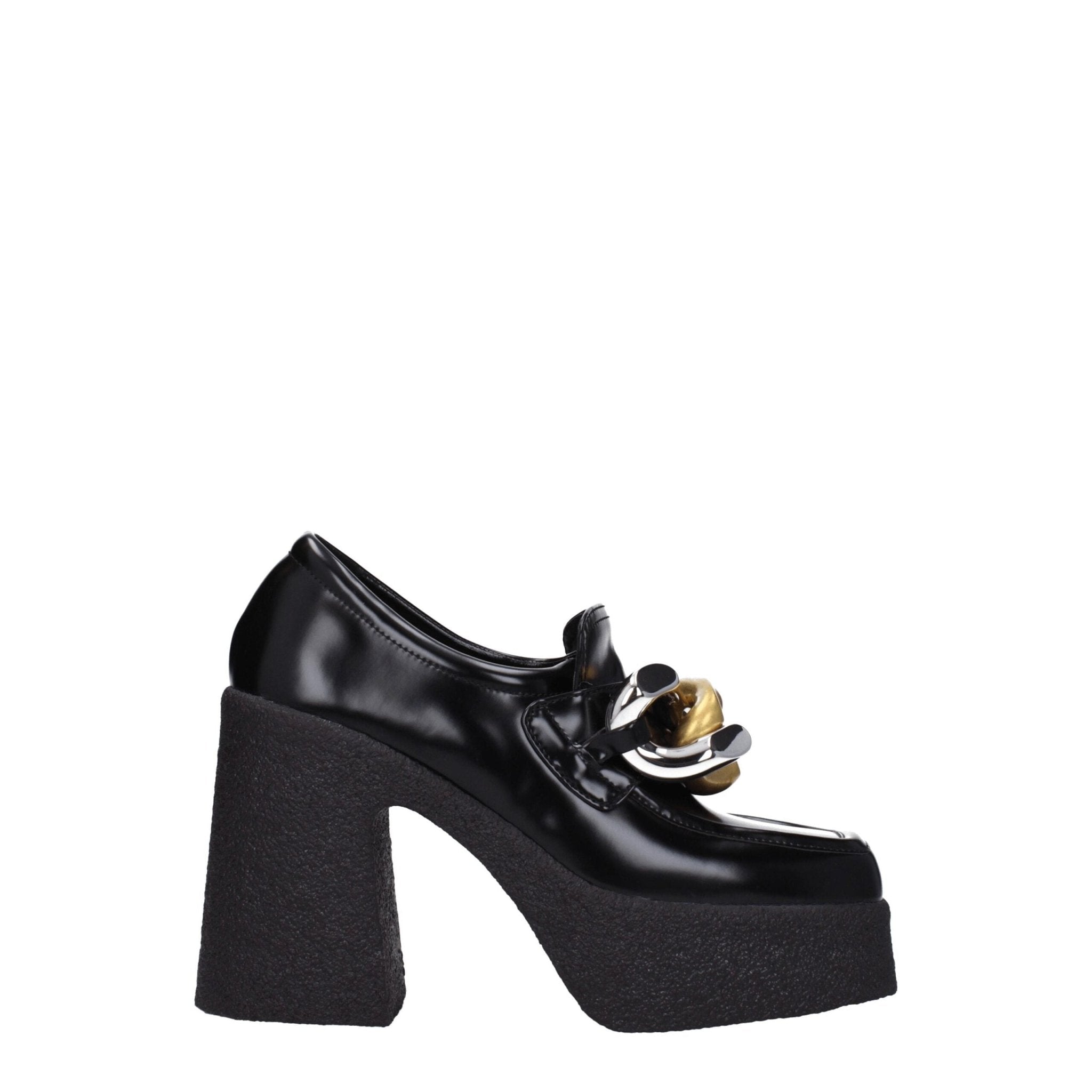 Black Leather Platform Loafers - TIZZIL