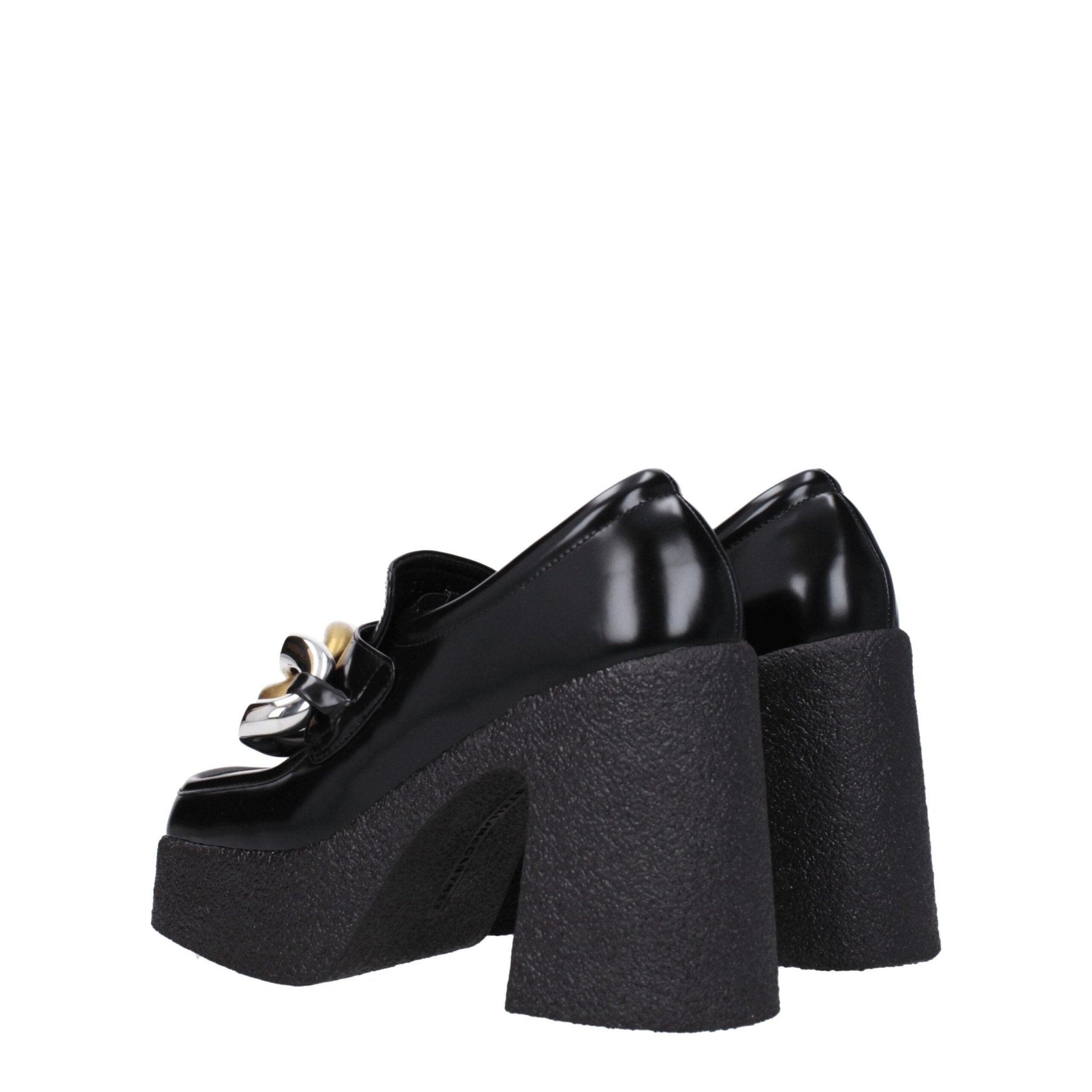 Black Leather Platform Loafers - TIZZIL