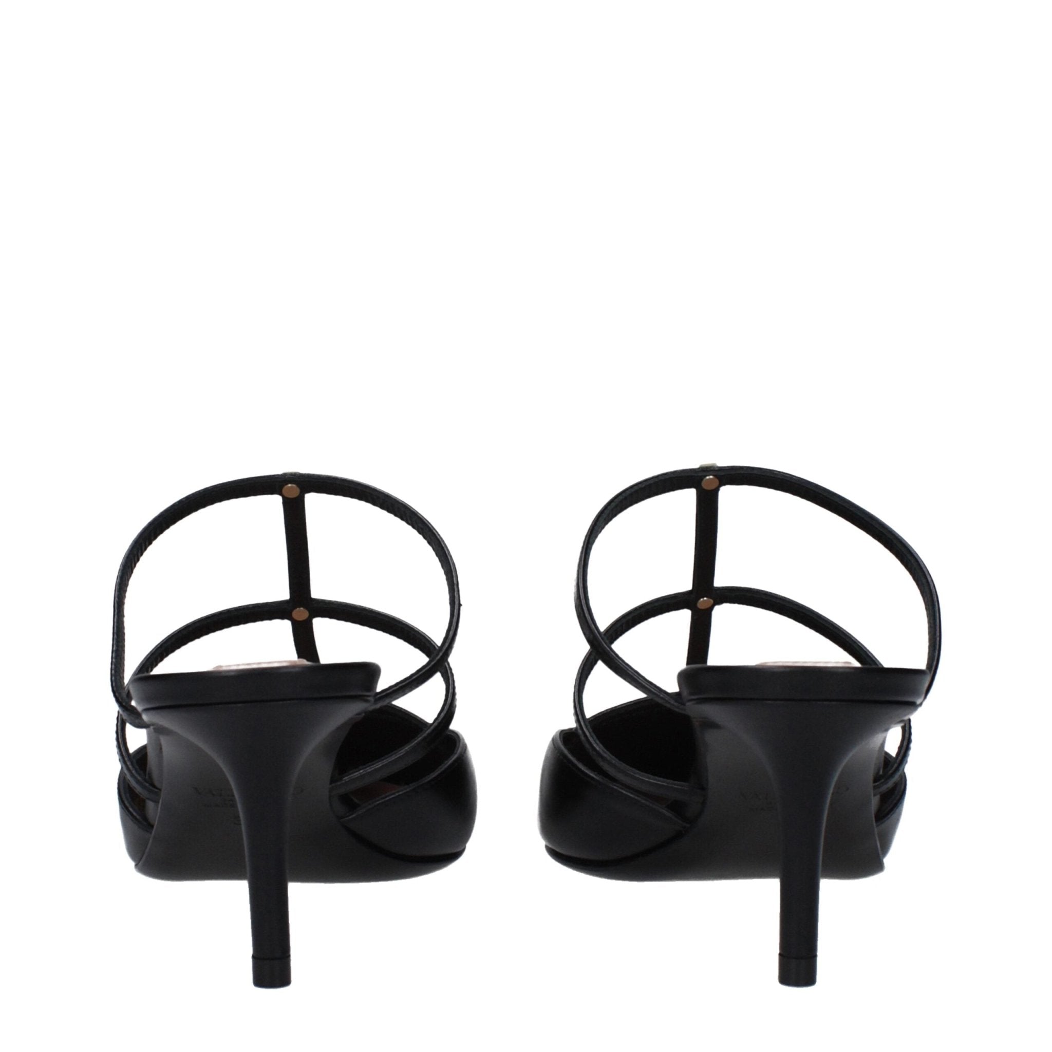 Black Leather Sandals - TIZZIL