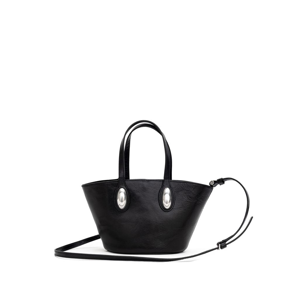 Black Leather Shoulder Bag - TIZZIL