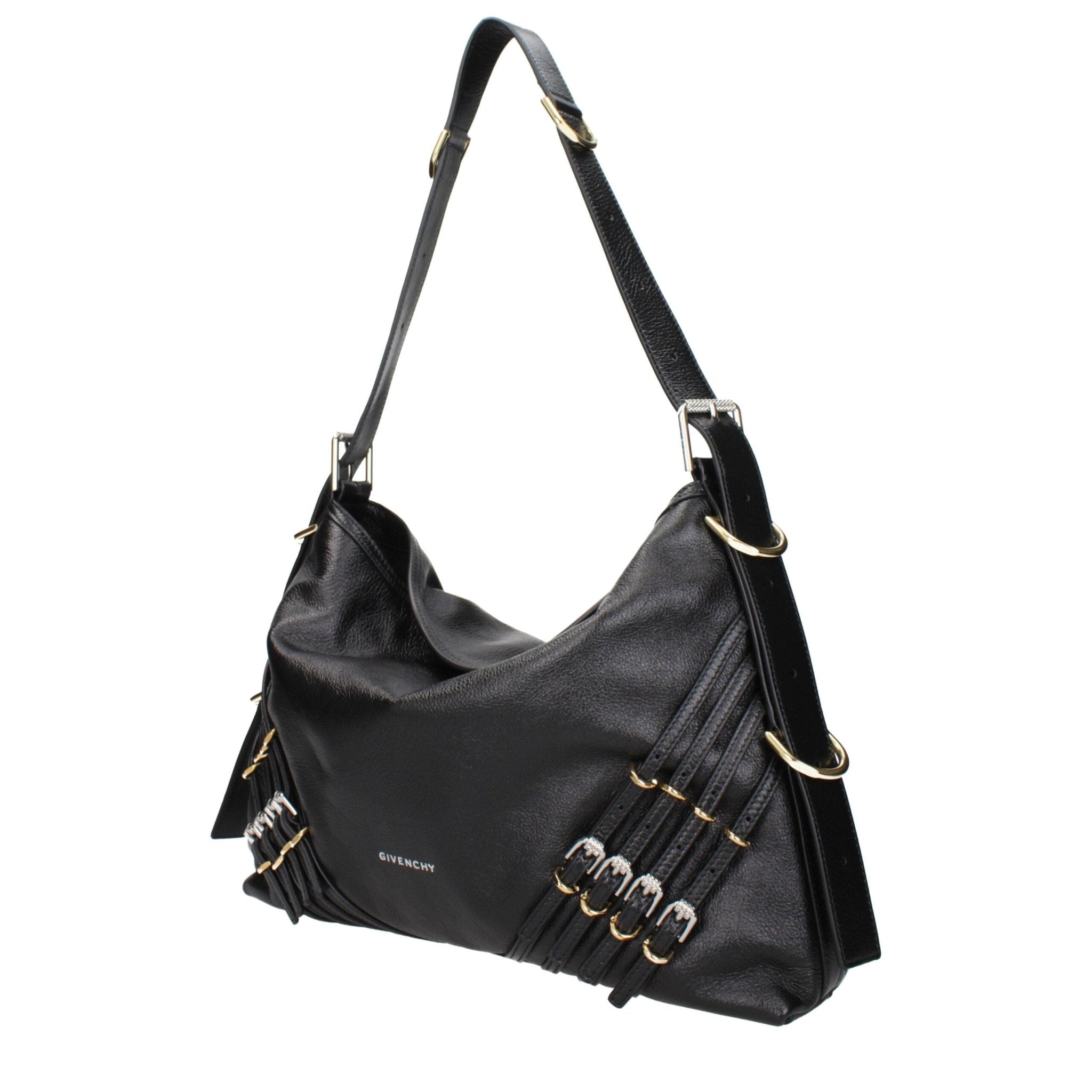 Black Leather Shoulder Bag - TIZZIL