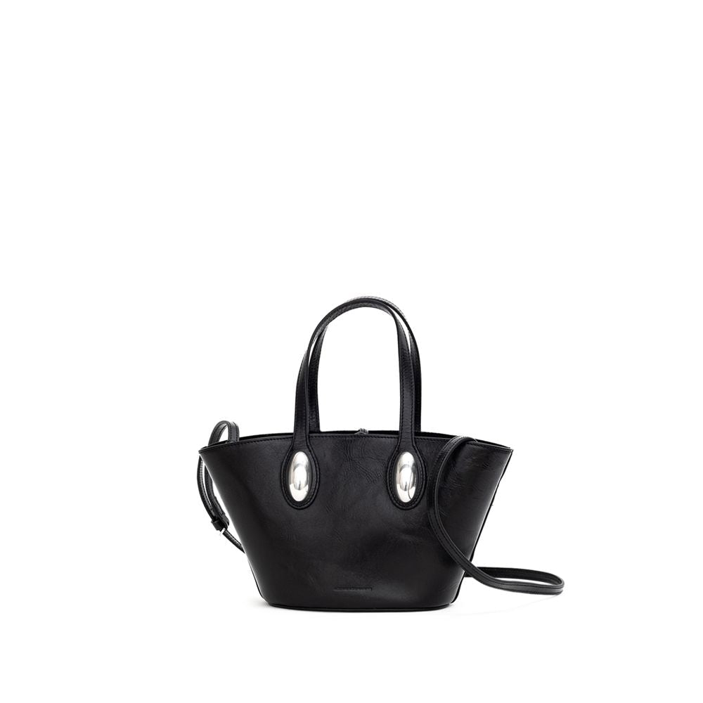 Black Leather Shoulder Bag - TIZZIL