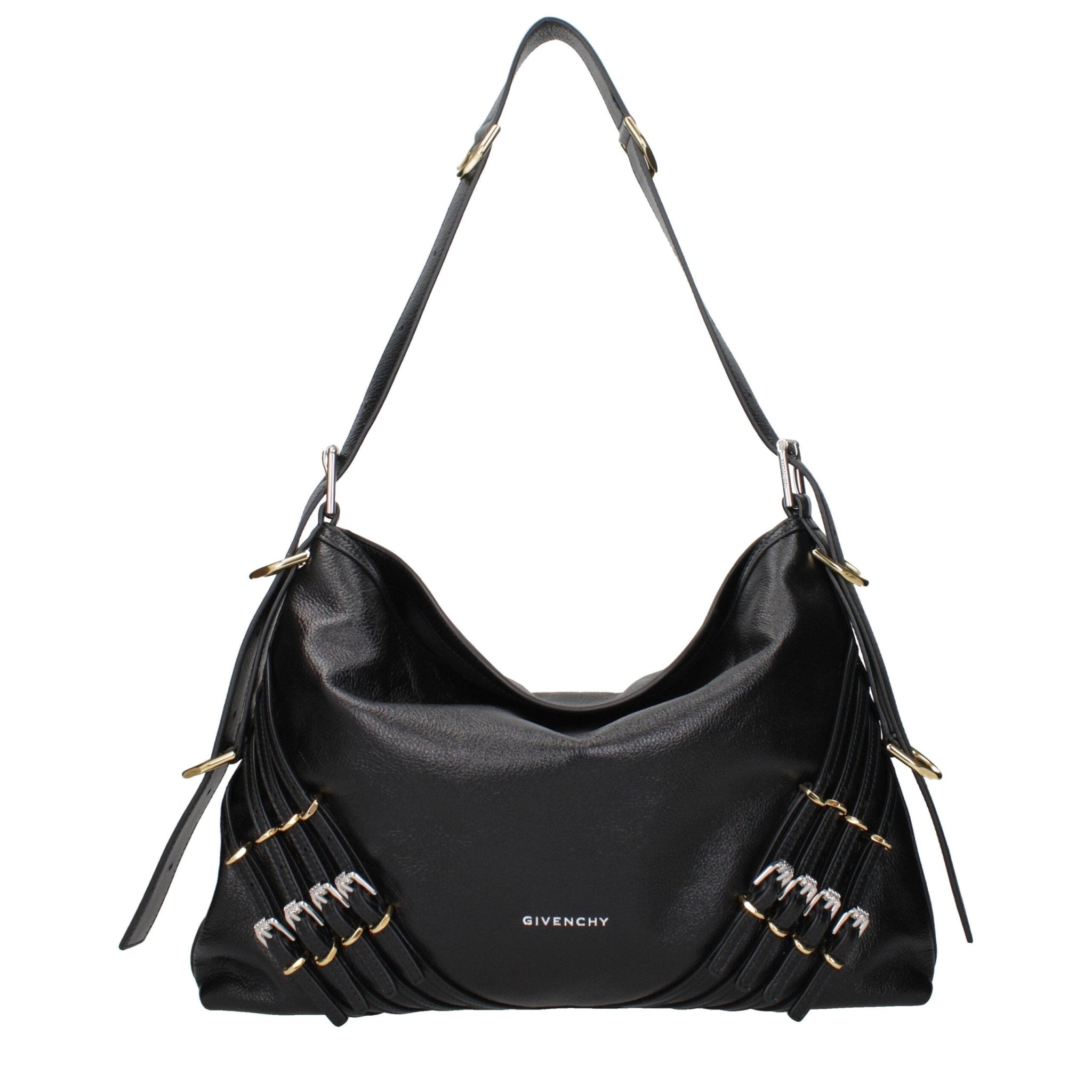 Black Leather Shoulder Bag - TIZZIL