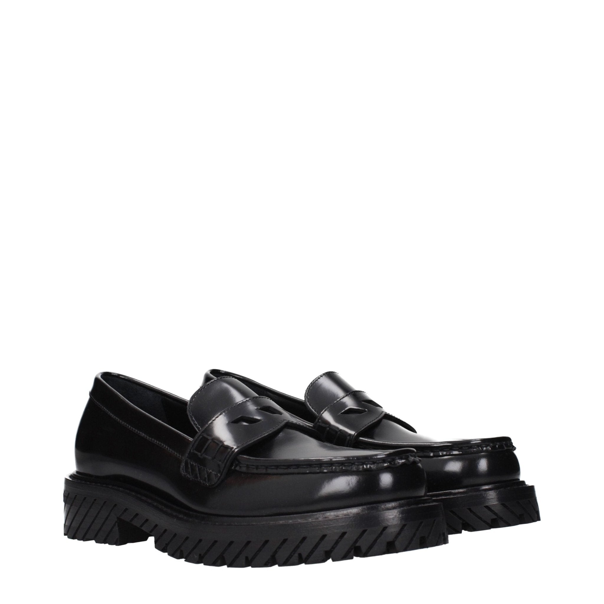 Black Leather Slip - On Loafers - TIZZIL