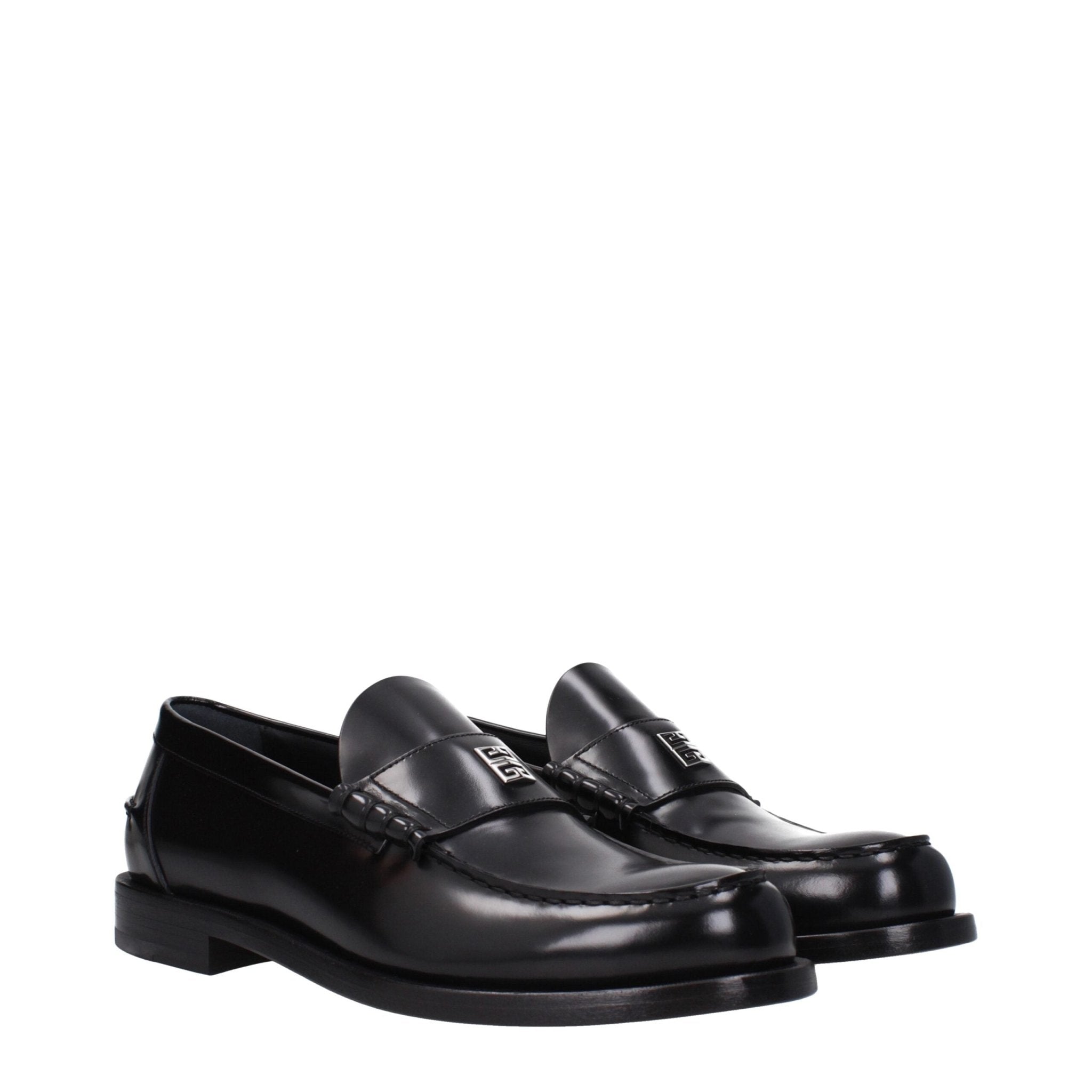 Black Leather Slip - On Loafers - TIZZIL