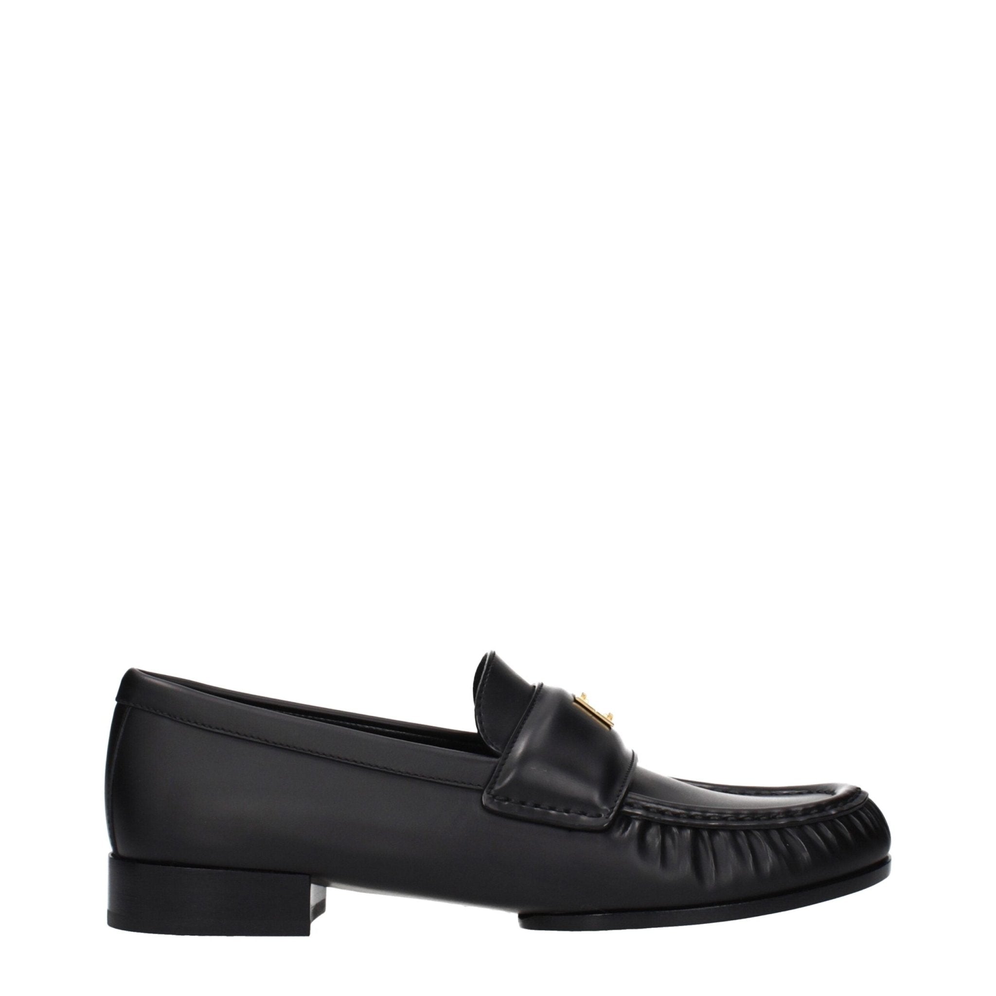 Black Leather Slip - On Loafers - TIZZIL