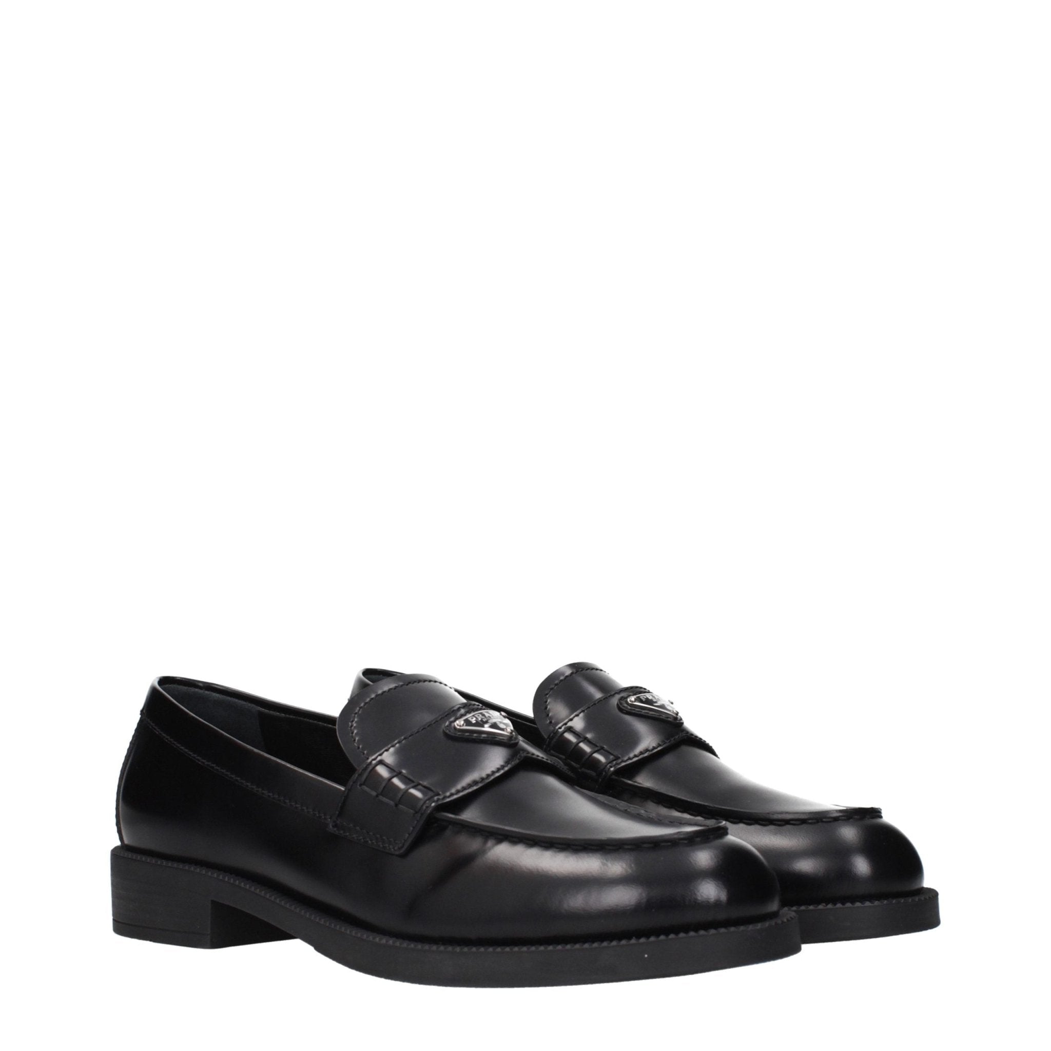 Black Leather Slip - On Loafers - TIZZIL