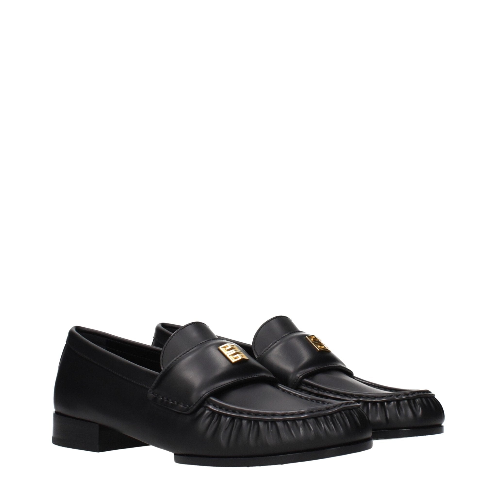 Black Leather Slip - On Loafers - TIZZIL