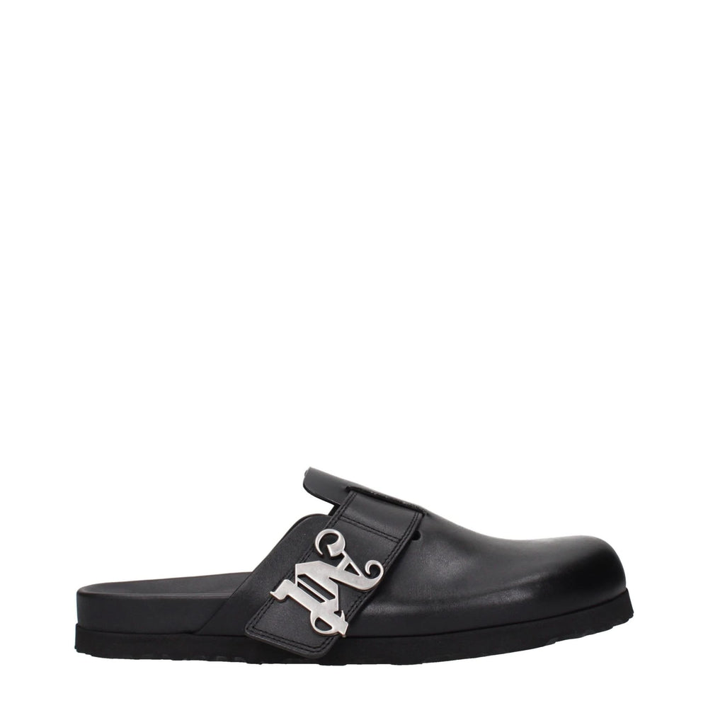 Black Leather Slippers - TIZZIL