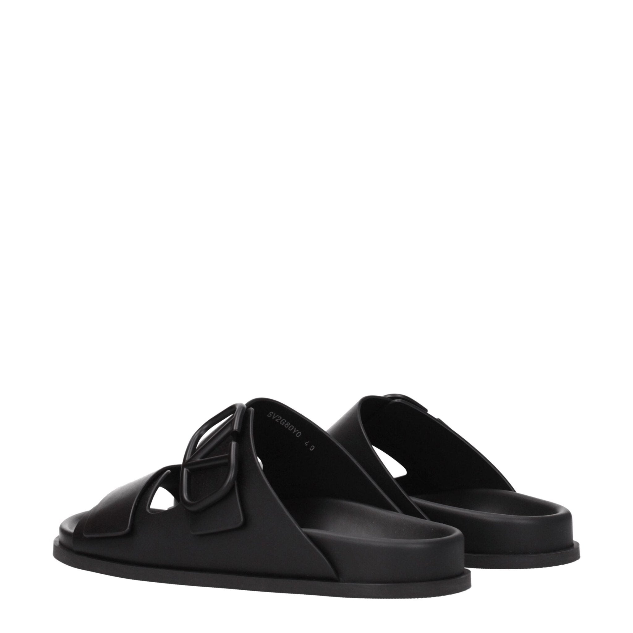 Black Leather Slippers - TIZZIL