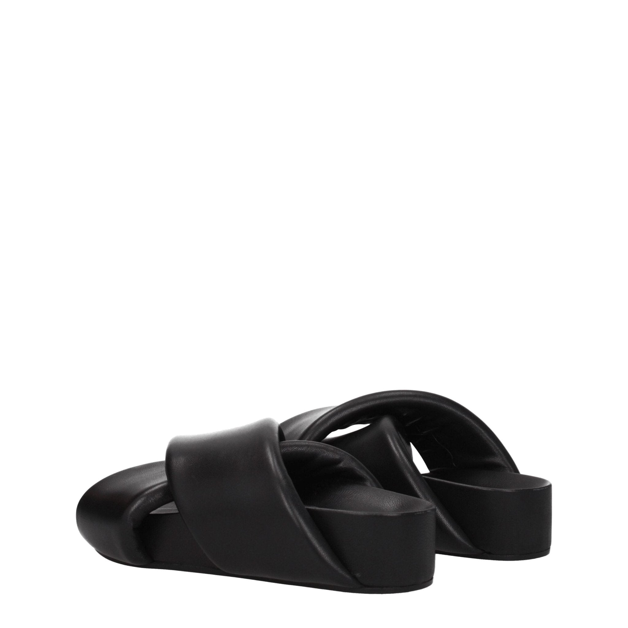 Black Leather Slippers - TIZZIL