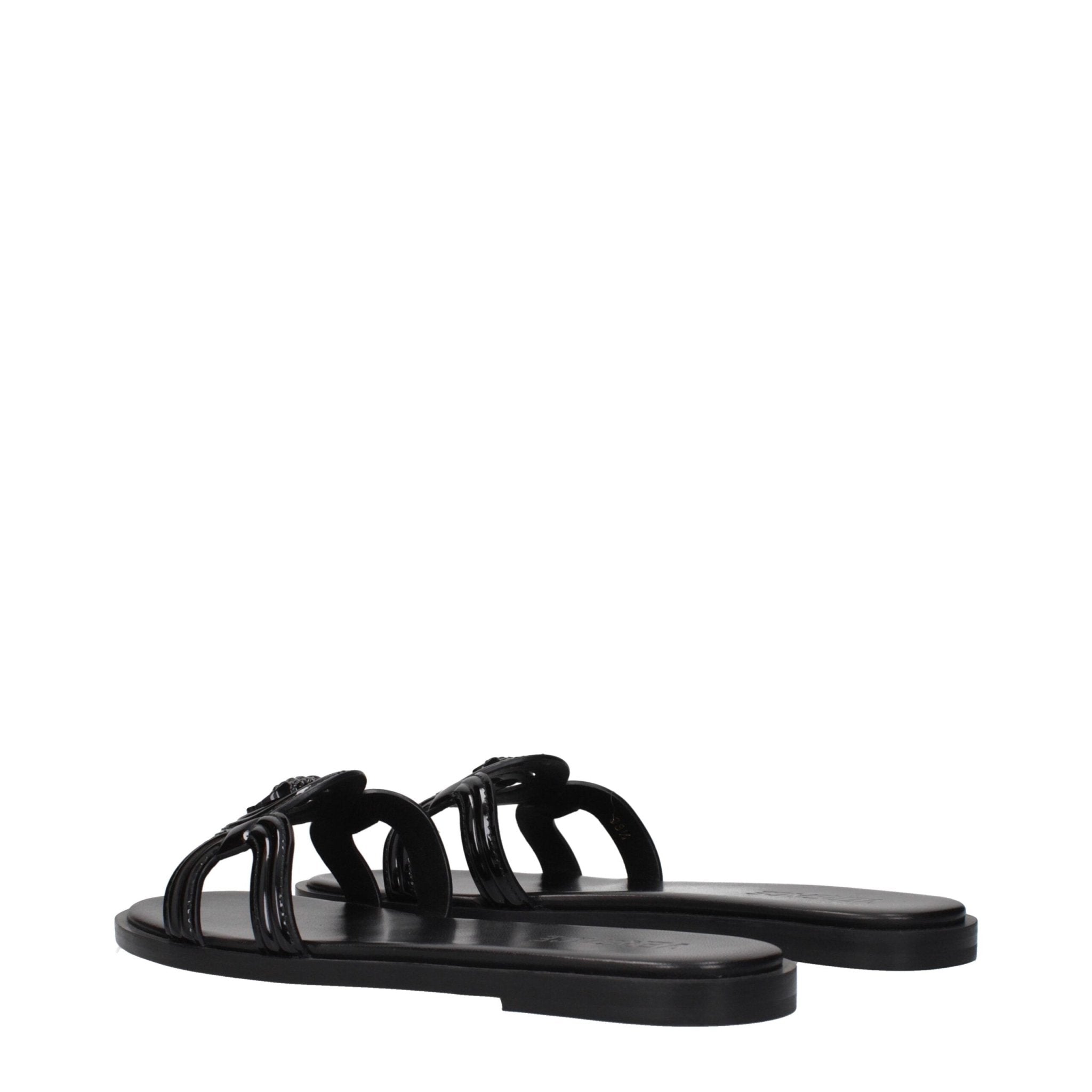 Black Leather Slippers - TIZZIL