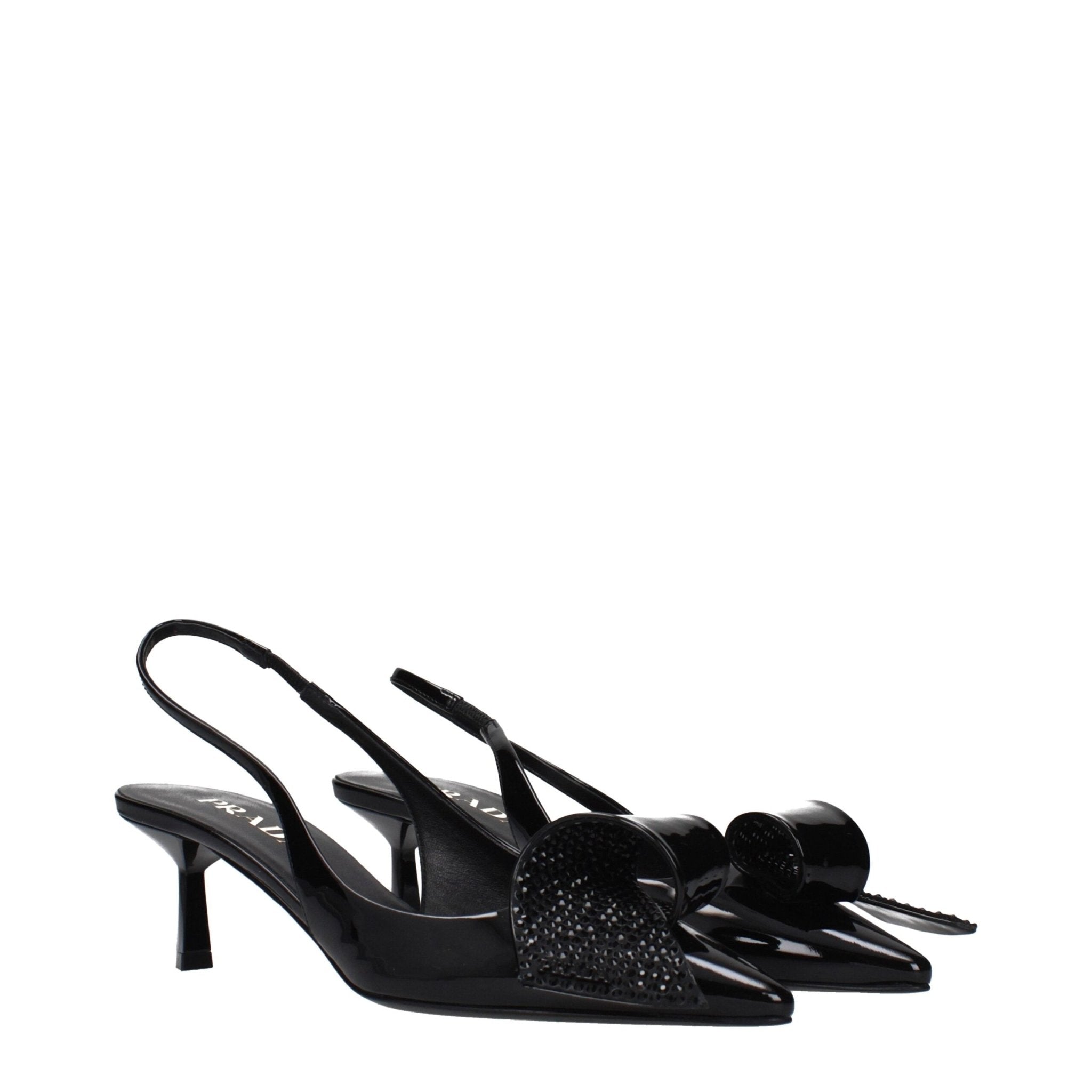Black Leather Stiletto Heel Sandals - TIZZIL