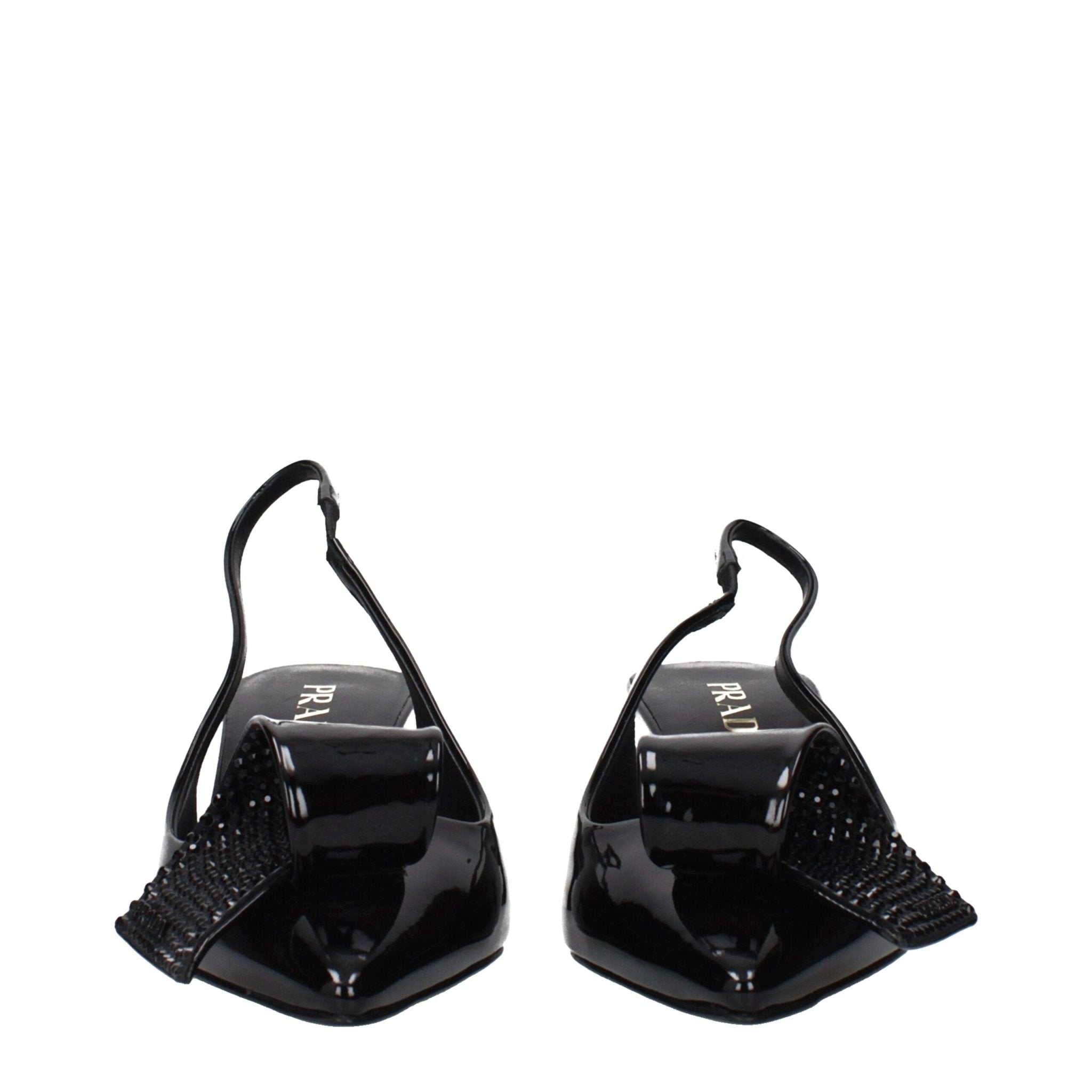 Black Leather Stiletto Heel Sandals - TIZZIL